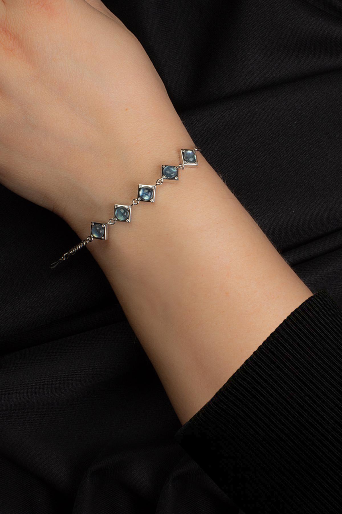 Akuamarin Doğal Taş Zincir Bileklik