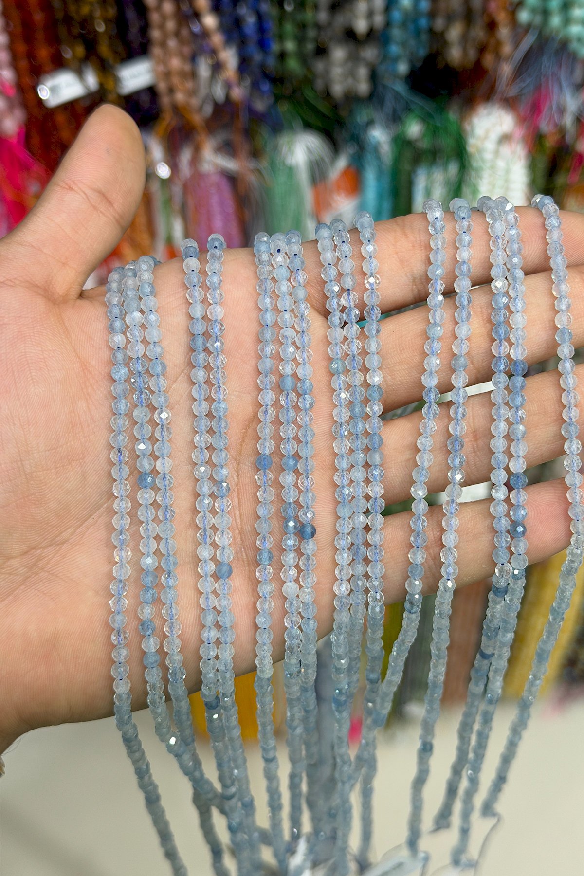 Akuamarin Taşı Faset Küre Kesim 4mm Doğal Taş Dizi