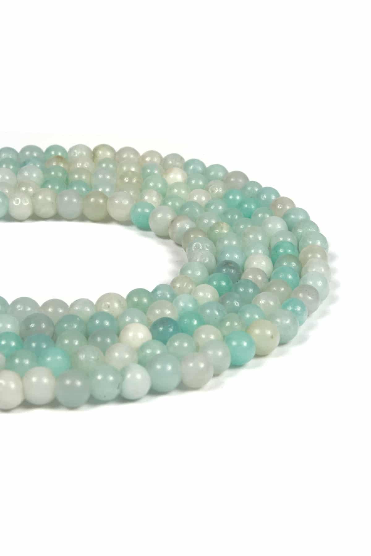 Amazonite Natural Stone Shiny Globe Cut 4mm String Of Beads