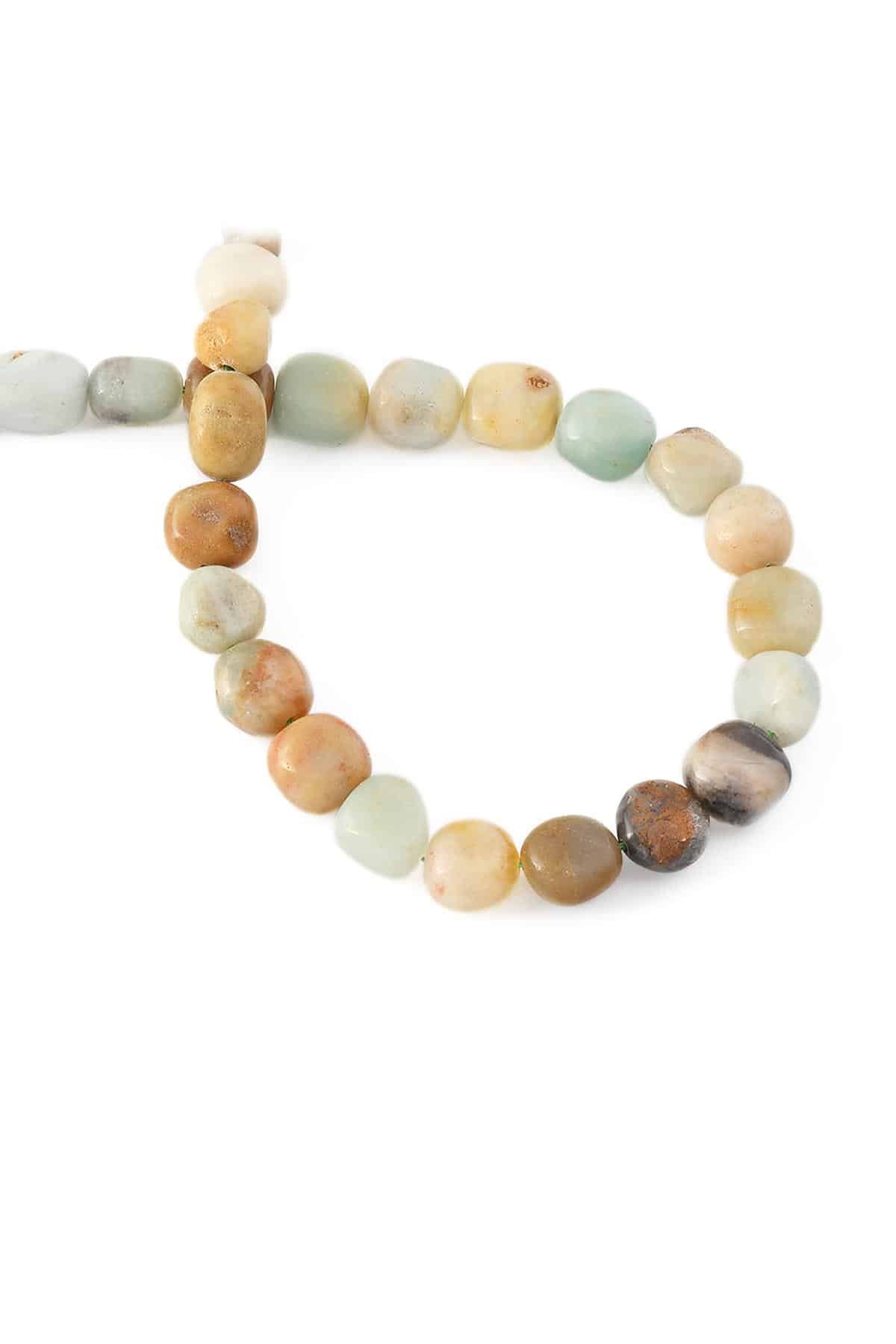 Amazonite Natural Stone Shiny Tumbler Cut 7x10mm String Of Beads