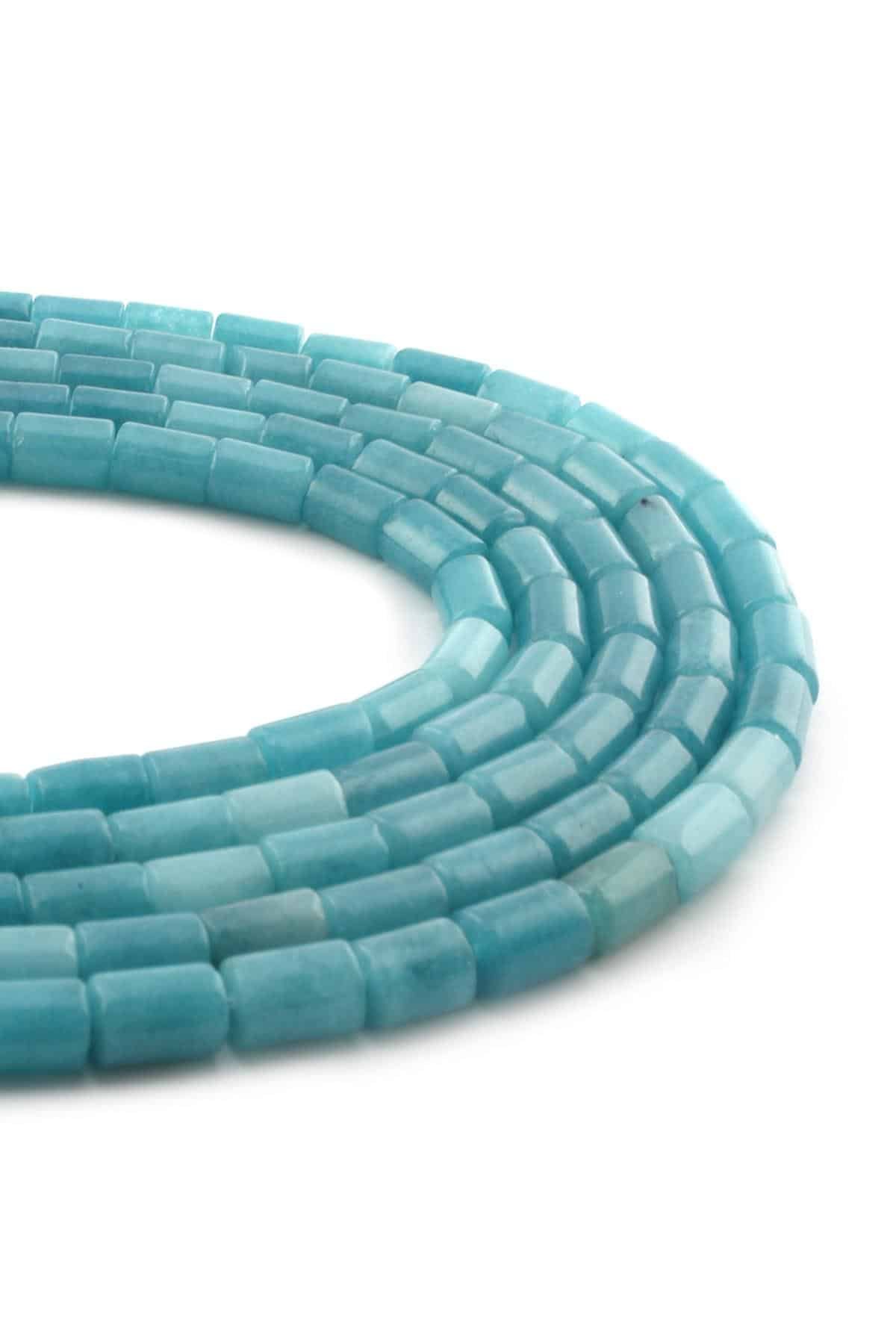 Amazonite Natural Stone Cylinder Cut 5x8mm String Of Beads