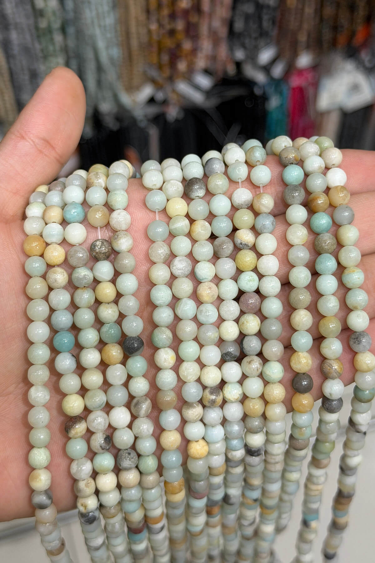 Amazonite Natural Stone Shiny Globe Cut 6mm String Of Beads