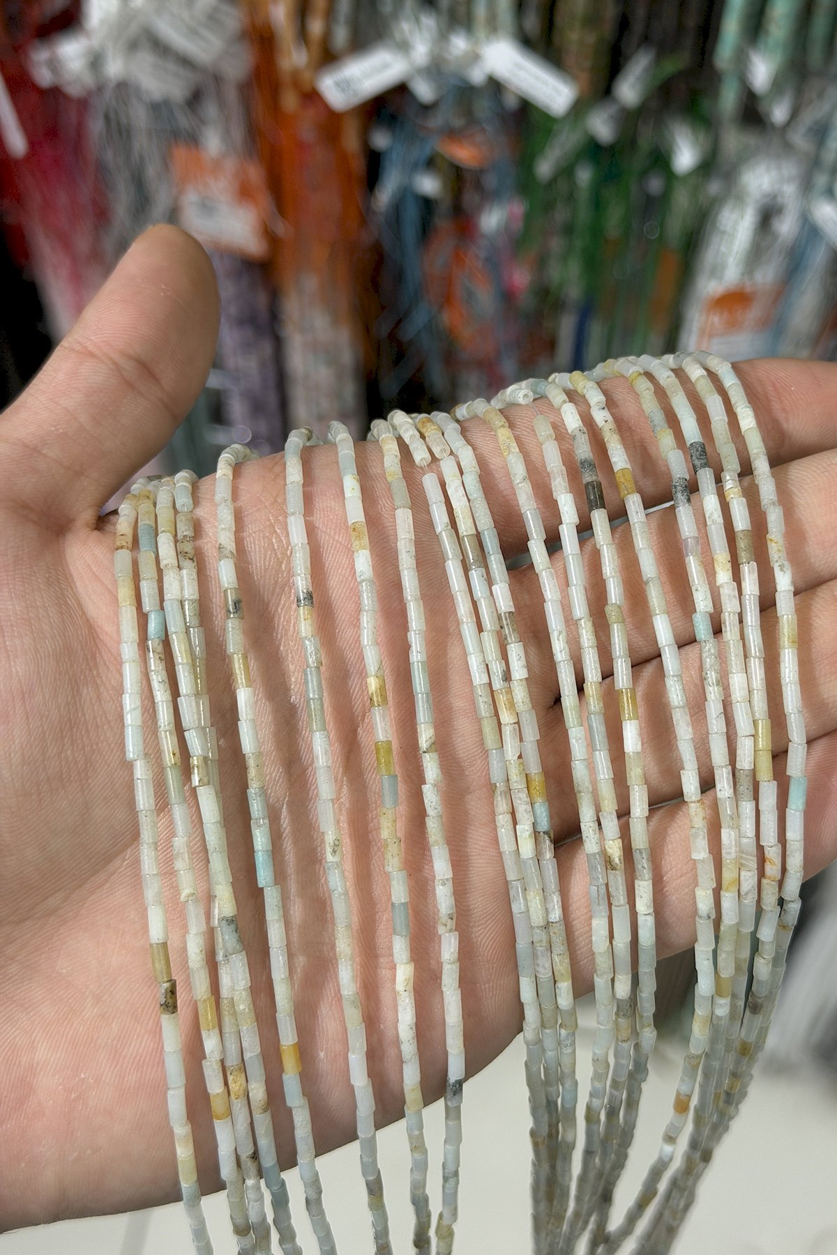 Amazonite Stone Natural Stone Cylinder Cut 2x4mm String Of Beads