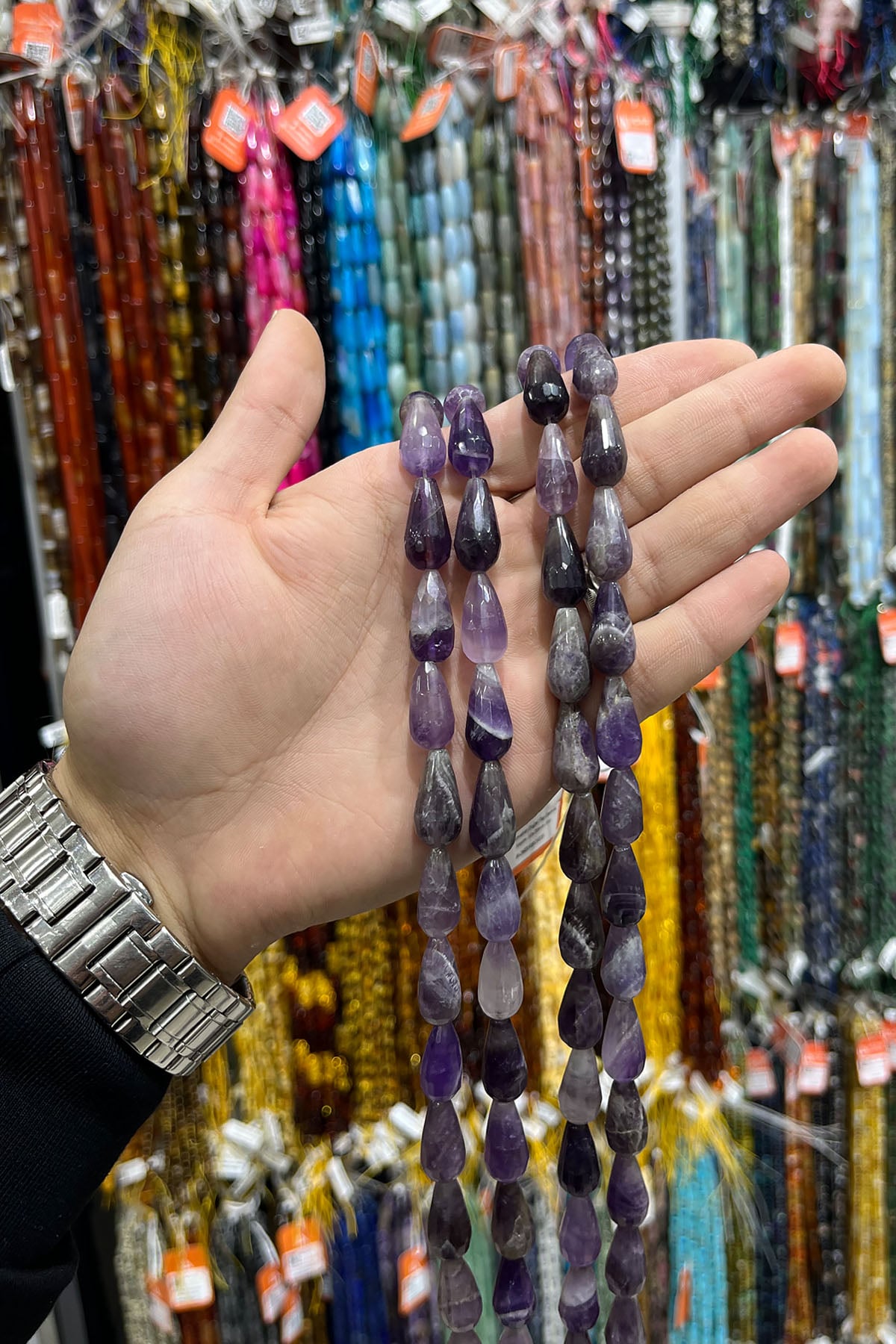 Ametist Doğal Taş Damla Kesim 10x20mm Dizi