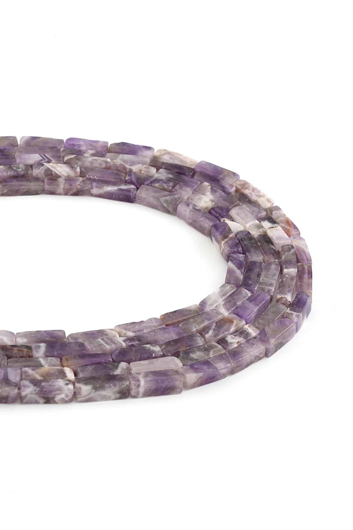 Amethyst Natural Stone Rectangular Cut 4x13mm String Of Beads