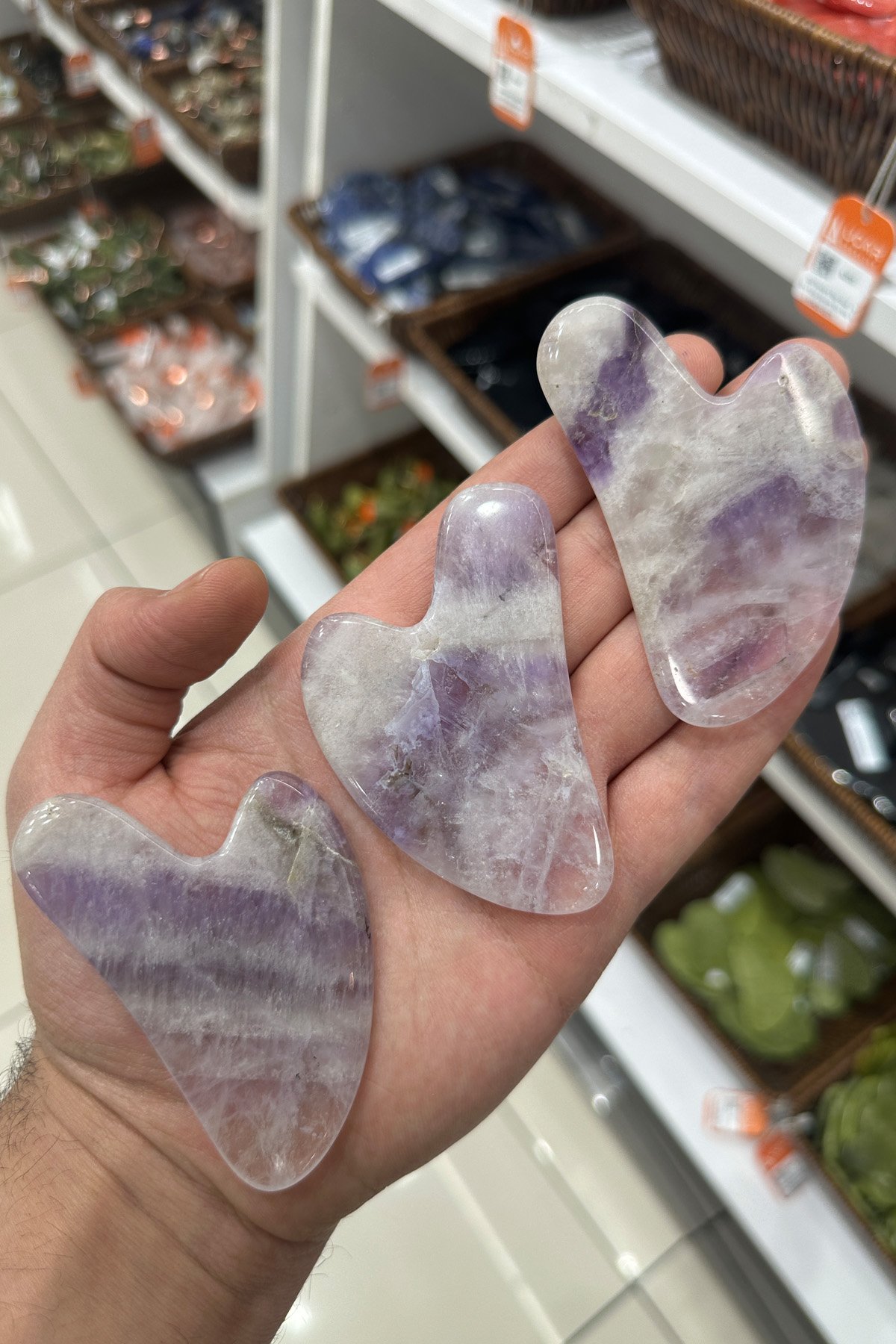 Ametist Doğal Taş Gua Sha Kalp Kesim Yüz Masaj Aleti