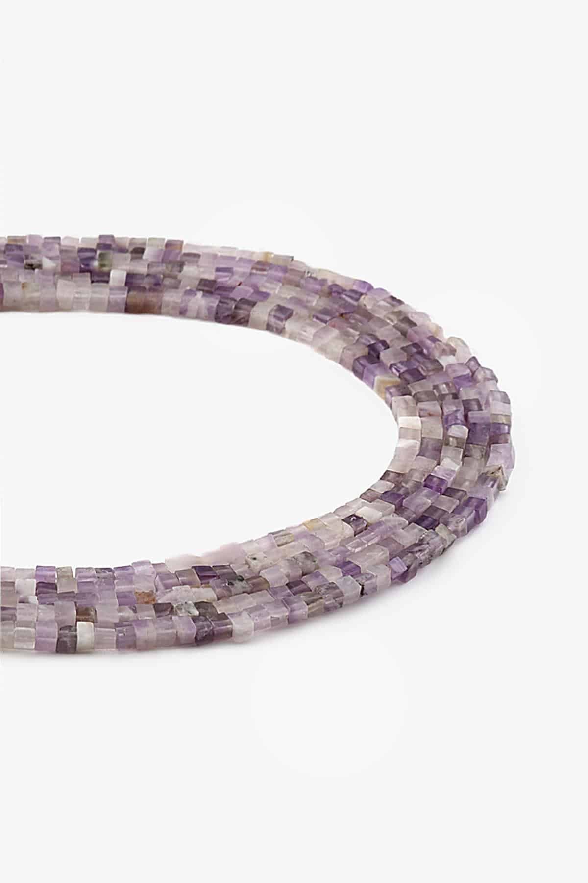 Amethyst Natural Stone Cube Cut 2x2mm String Of Beads