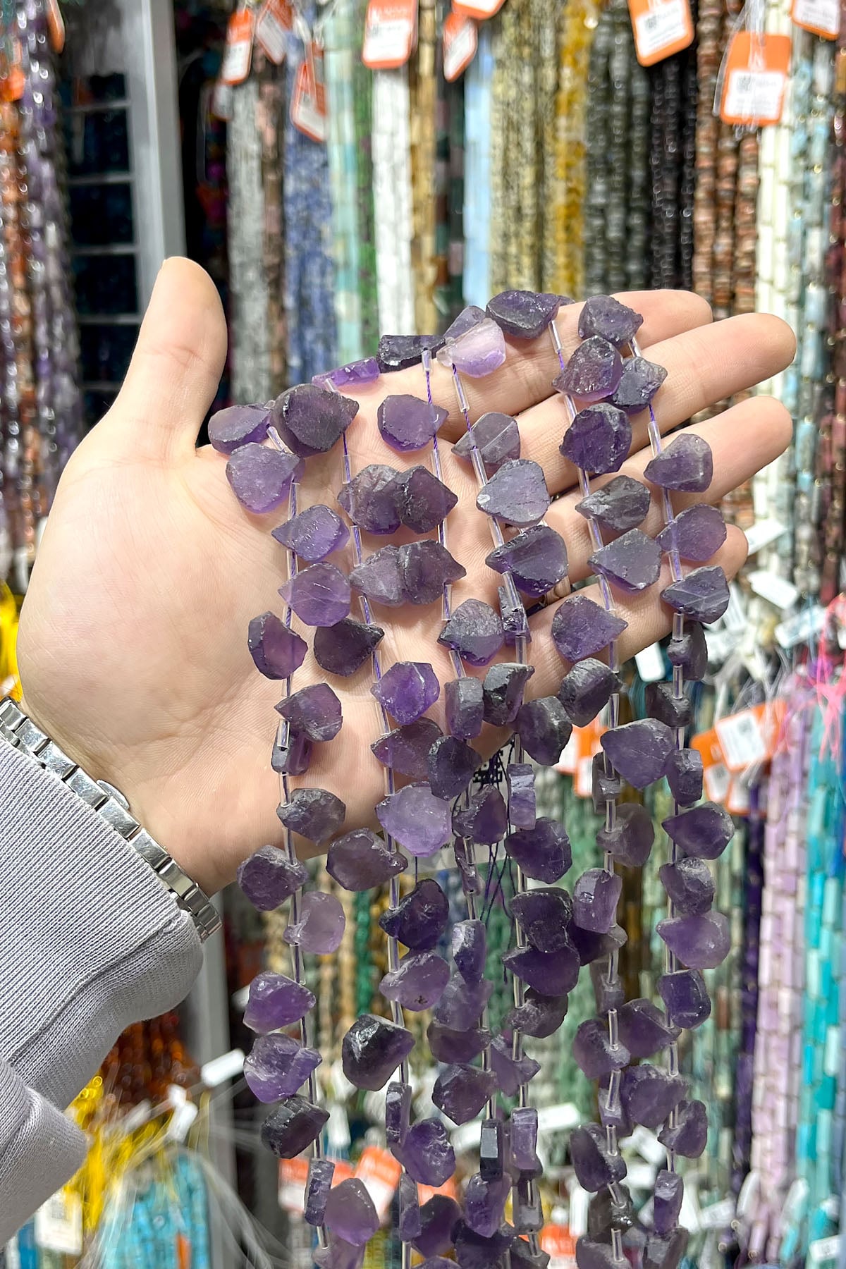 Amethyst Natural Stone Ham Flat Drop Cut 16x12 String Of Beads