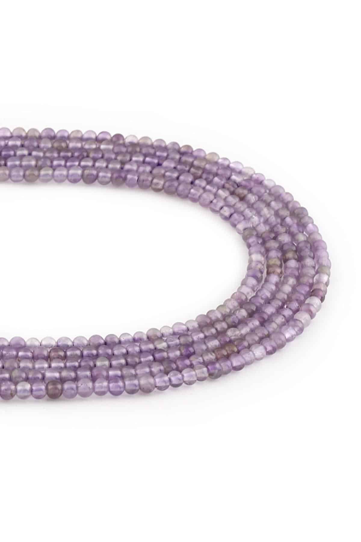 Amethyst Natural Stone Shiny Globe Cut 3mm String Of Beads [AA]