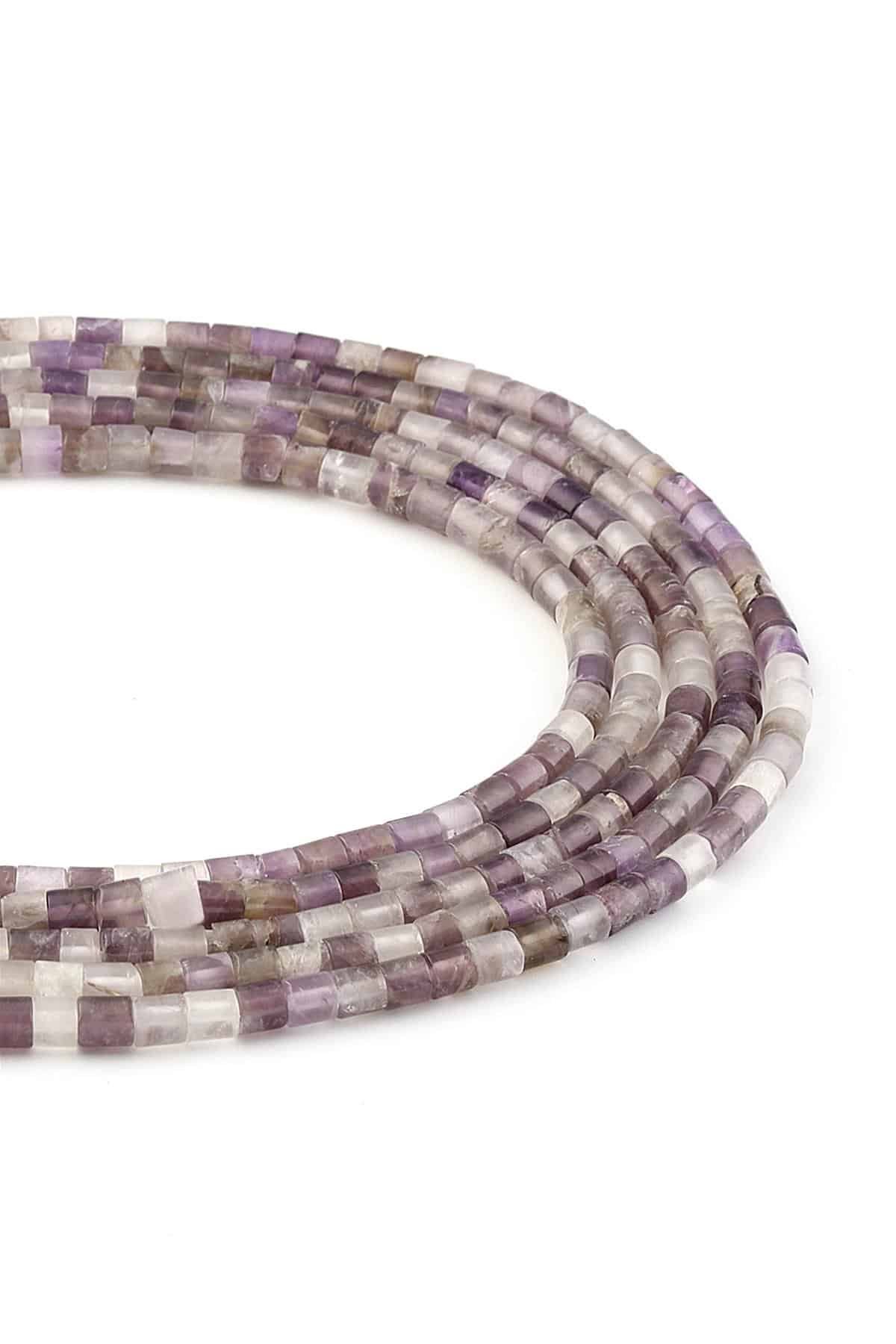 Amethyst Natural Stone Cylinder Cut 4x4mm String Of Beads