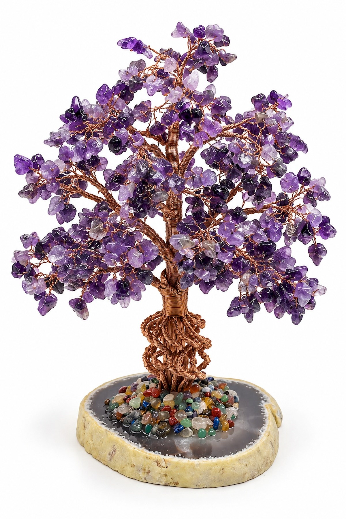 Ametist Taşı El Yapımı Doğal Taş Dekoratif Ağaç 15x35cm 3800g