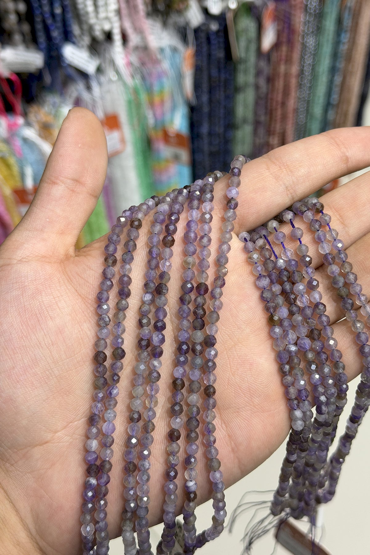 Amethyst Natural Stone Shiny Facet Cut 4mm String Of Beads