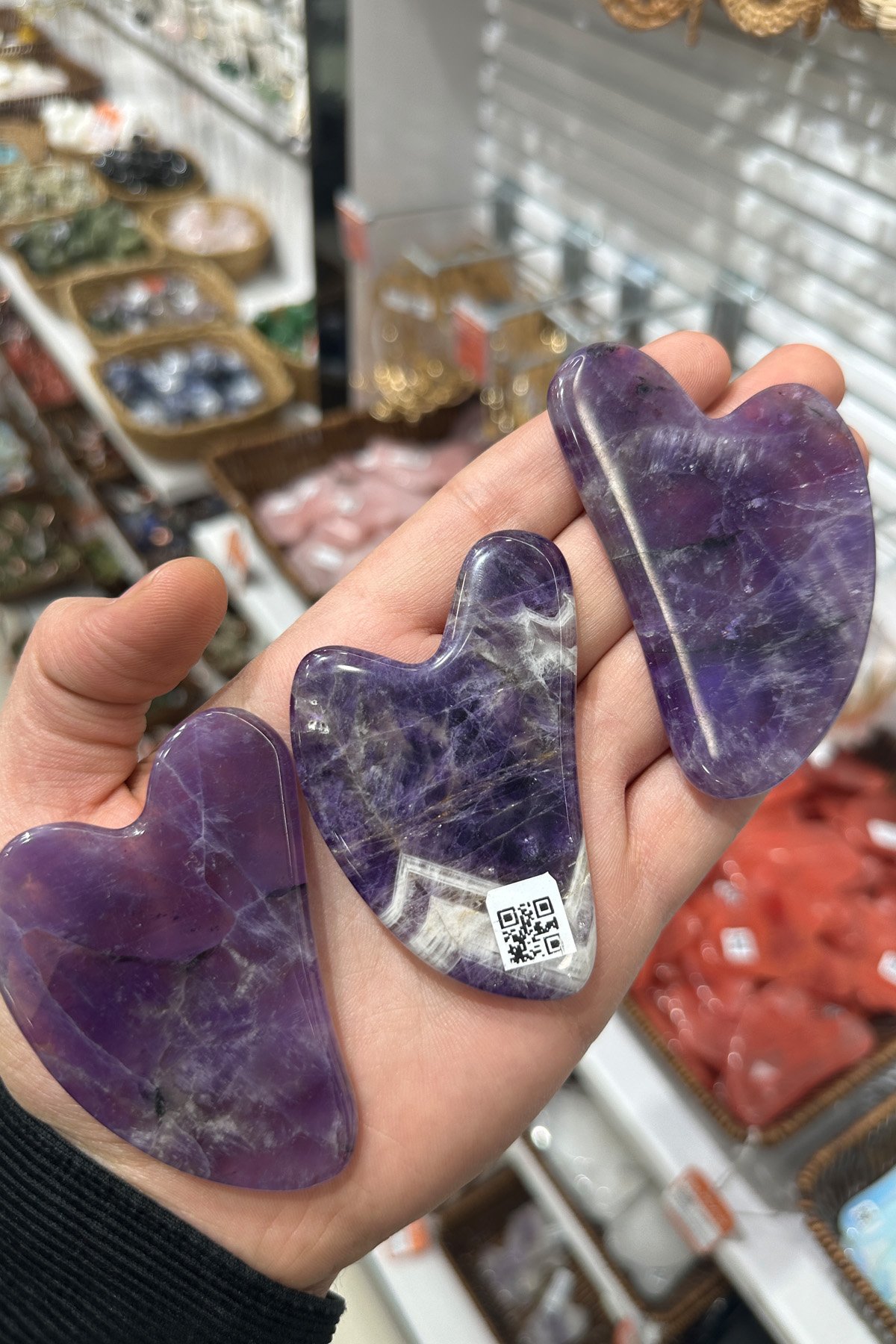 Ametist Taşı Gua Sha Kalp Kesim Yüz Masaj Taşı