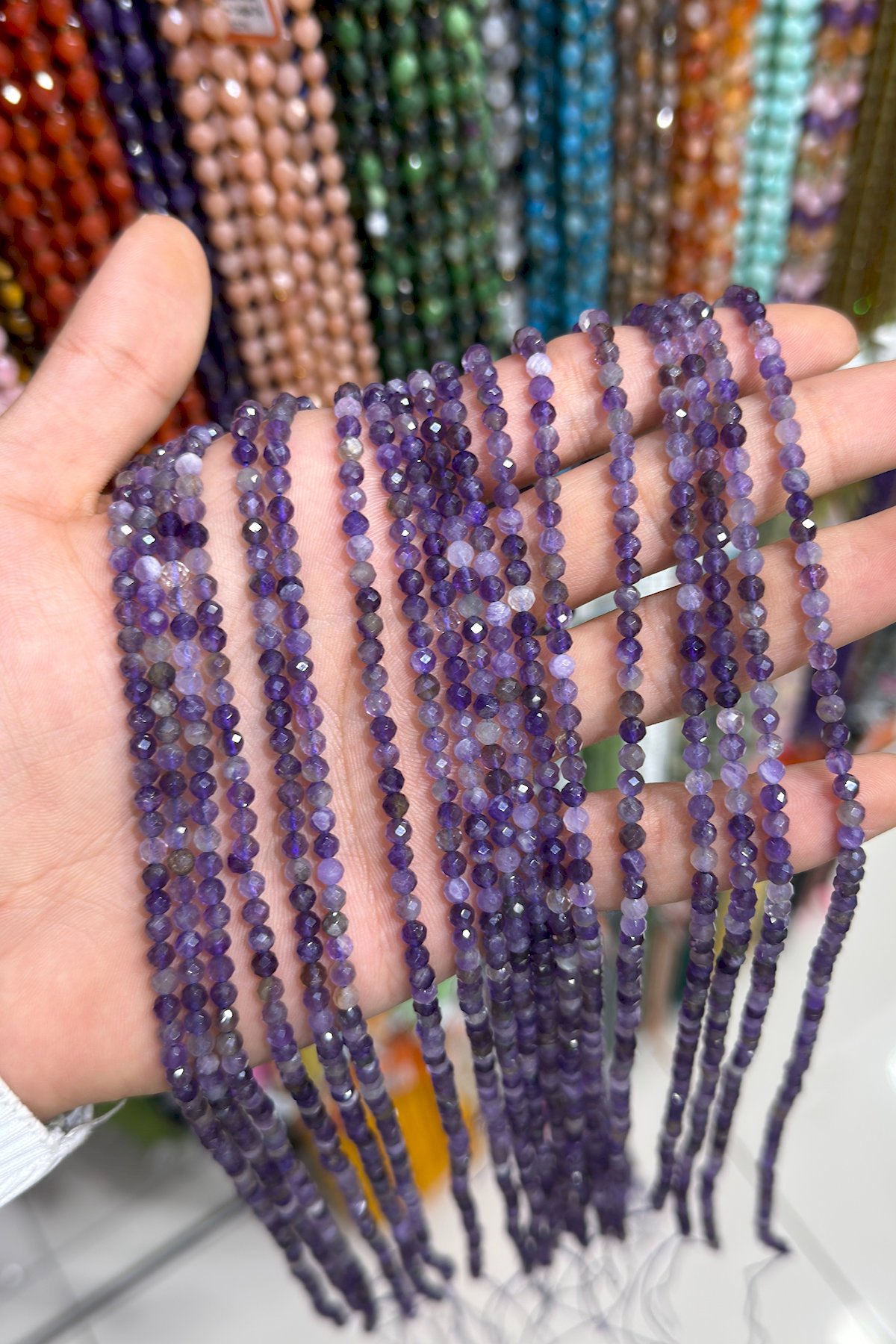 Ametist Taşı Küre Kristal Kesim Parlak 4mm Doğal Taş Dizi