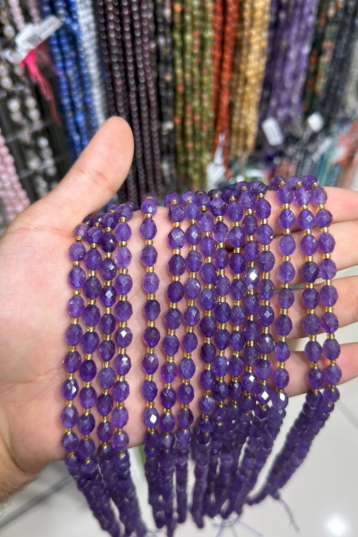 Ametsit Doğal Taş Özel Faset Kesim 8x6mm Dizi [AA]