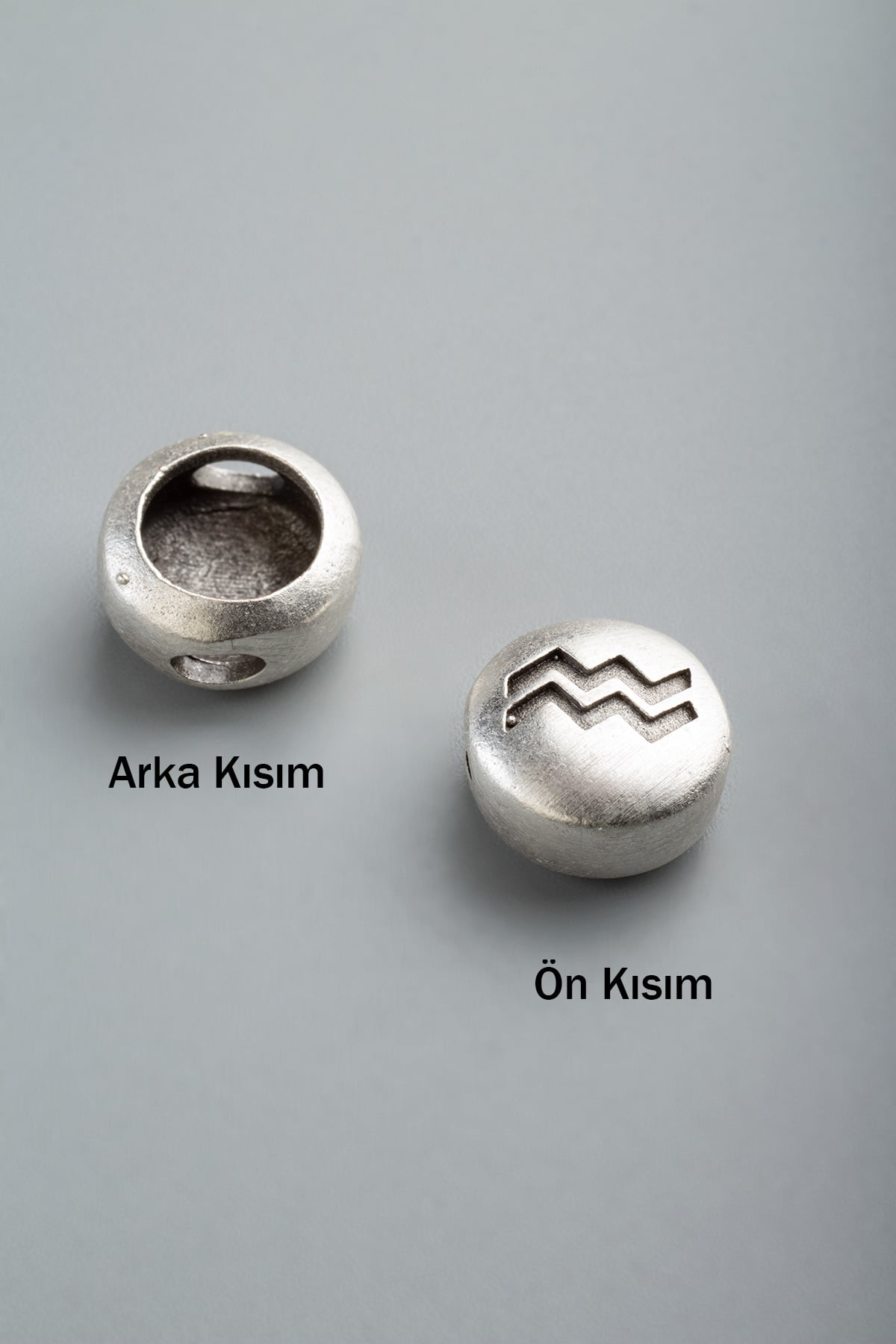 Antik Gümüş Yuvarlak Kova Burç Tek Delik 11x5mm Takı Aparatı - 5 Adet