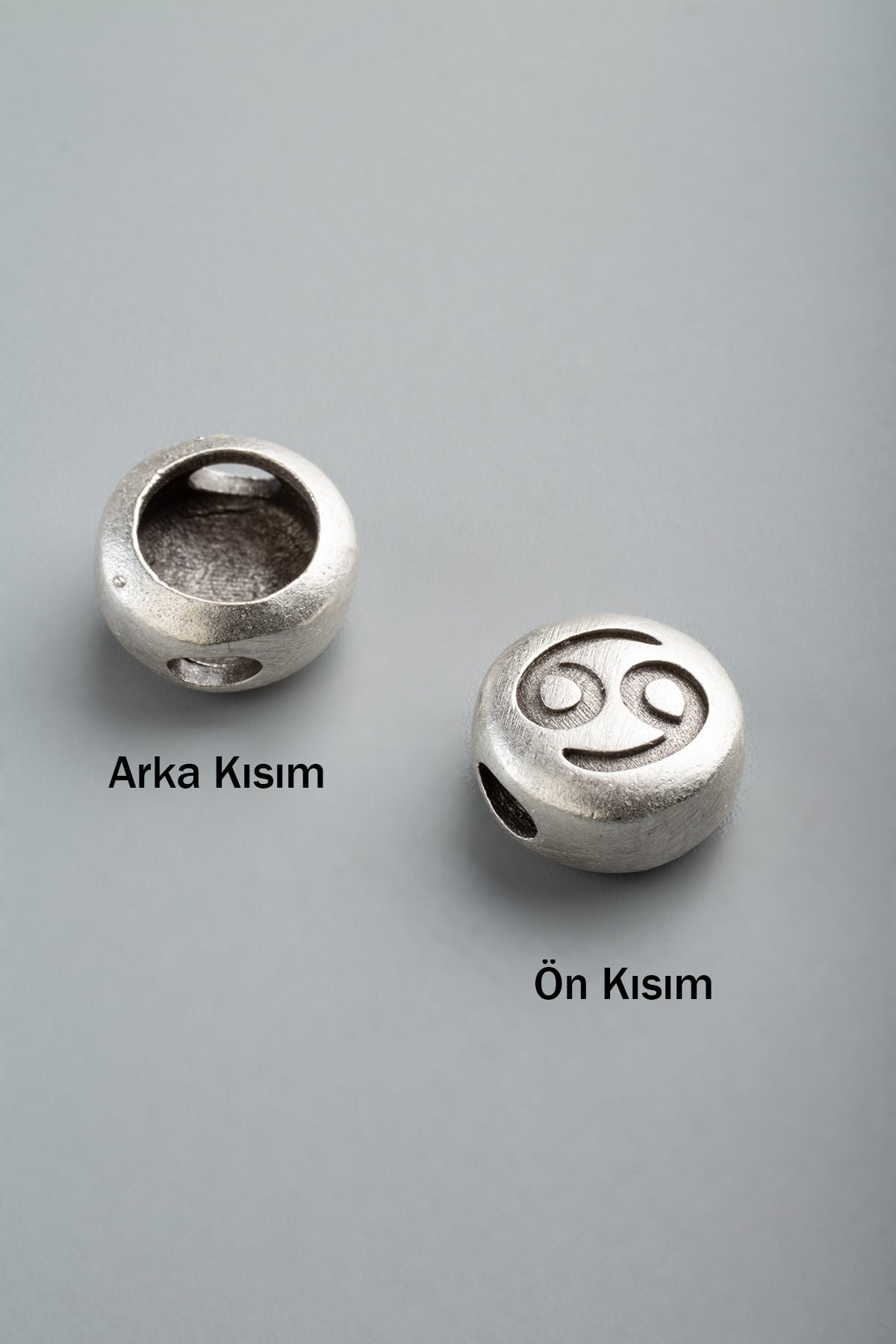Antik Gümüş Yuvarlak Yengeç Burç Tek Delik 11x5mm Takı Aparatı - 5 Adet