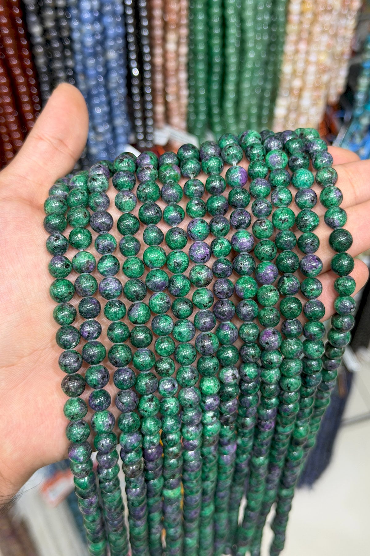 Anyolit Doğal Taş Parlak Küre Kesim 8mm Dizi AB