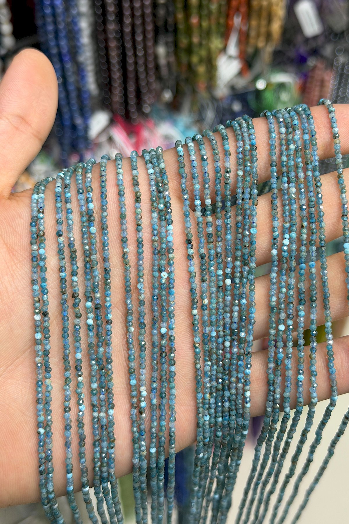 Apatite Natural Stone Shiny Globe Globe Crystal Cut 2mm String Of Beads