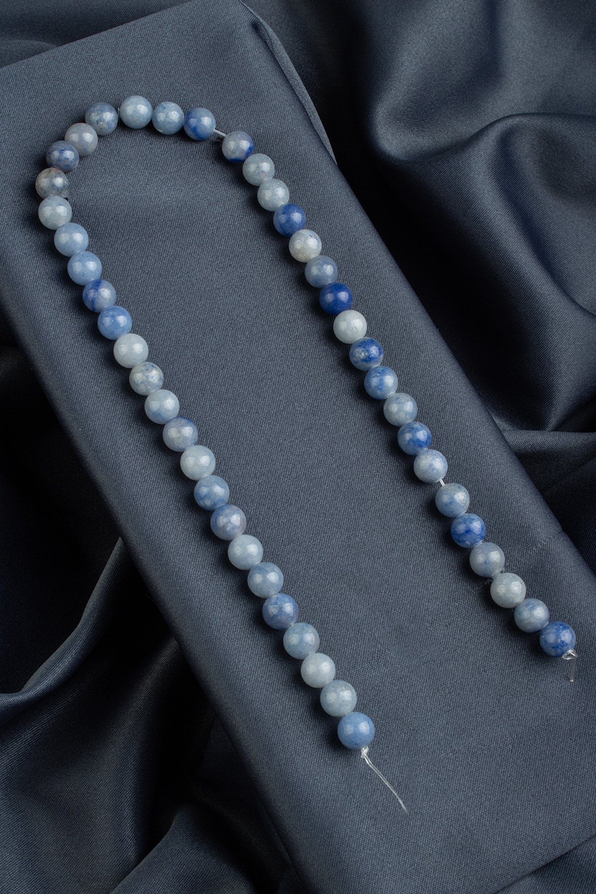 Aventurin Doğal Taş Parlak Mavi Küre Kesim 8mm Dizi