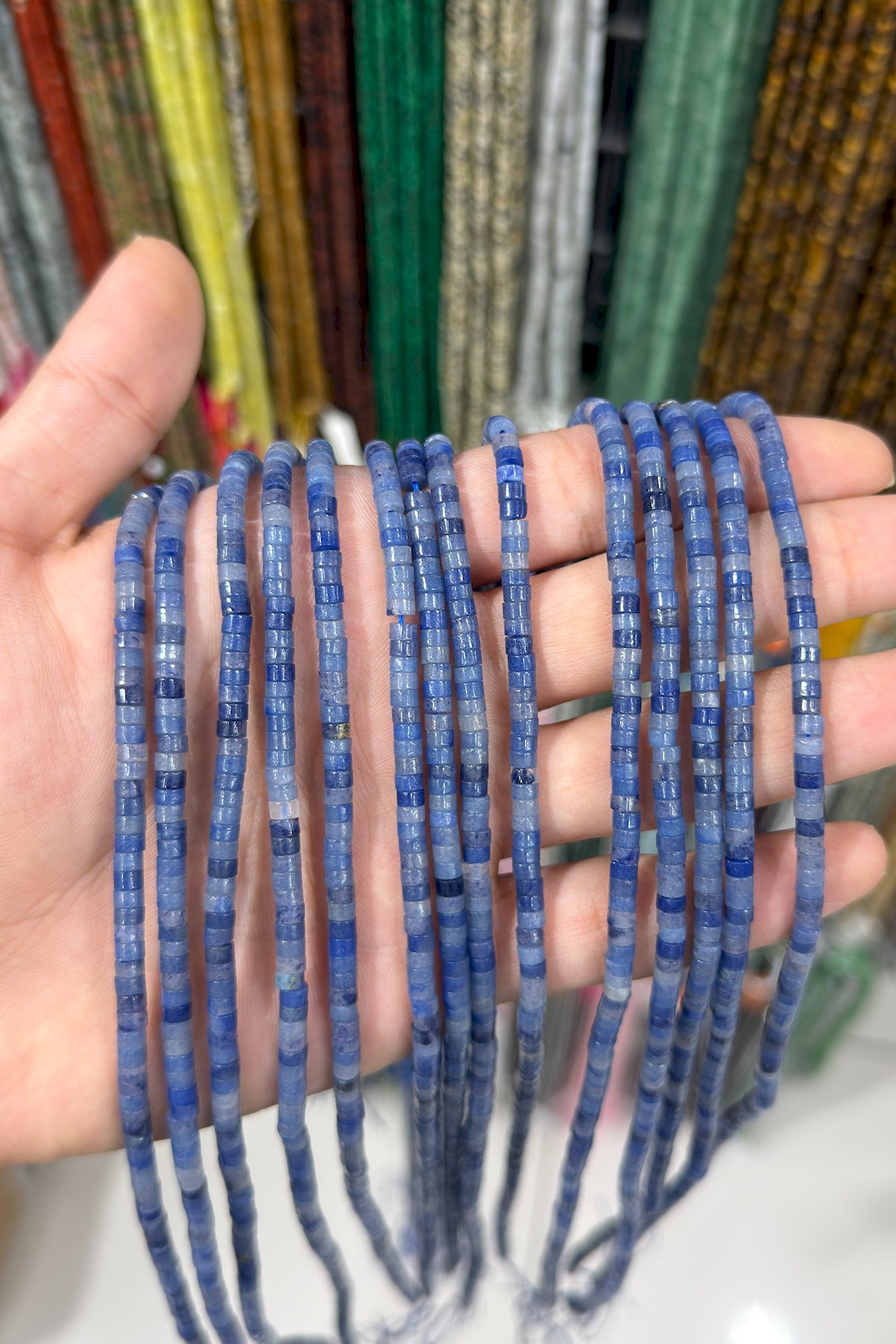 Aventurin Taşı Dore Kesim Parlak Mavi 4x2mm Doğal Taş Dizi [AA]