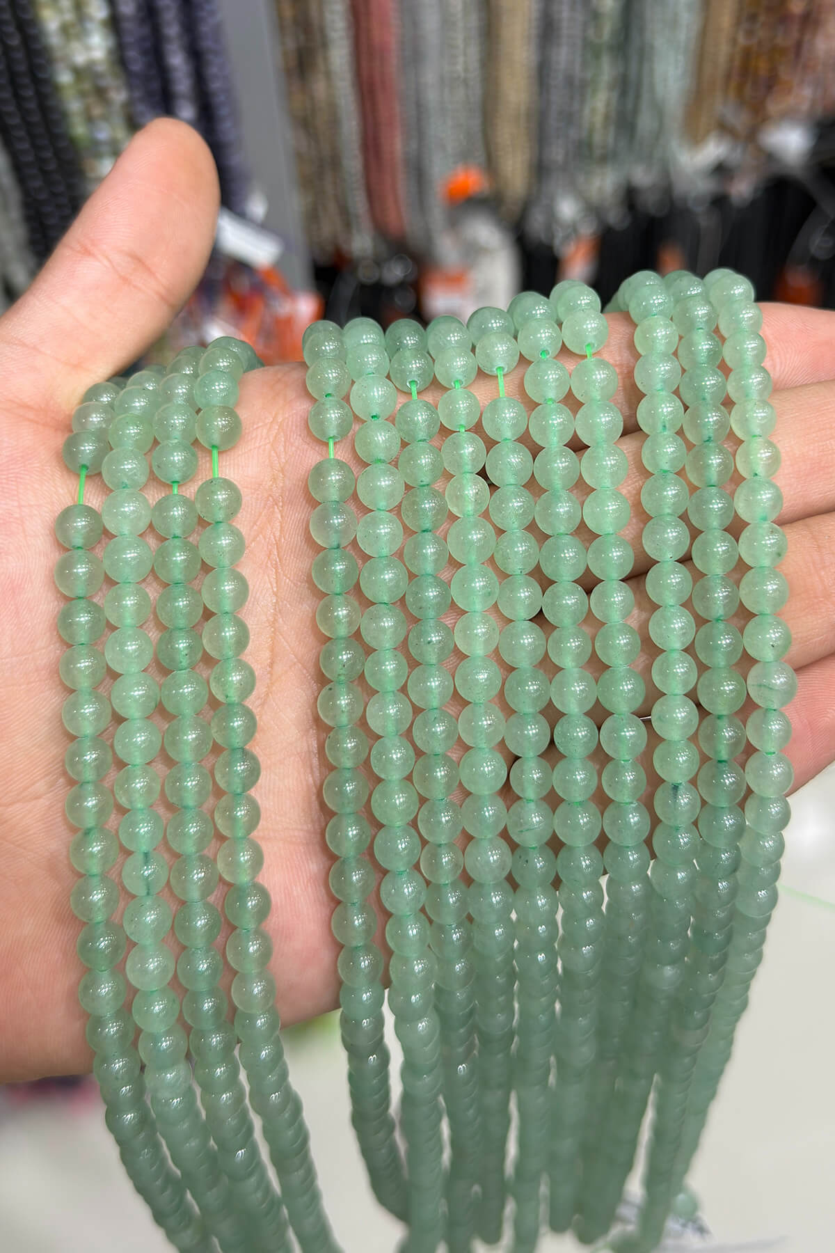 Aventurine Natural Stone Shiny Green Globe Cut 6mm String Of Beads