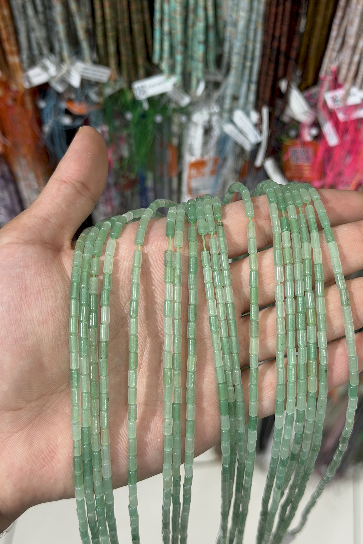 Aventurine Natural Stone Cylinder Cut 3x6mm String Of Beads