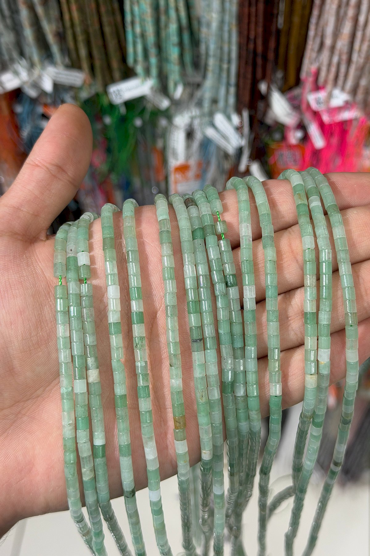 Aventurine Natural Stone Cylinder Cut 4x4mm String Of Beads