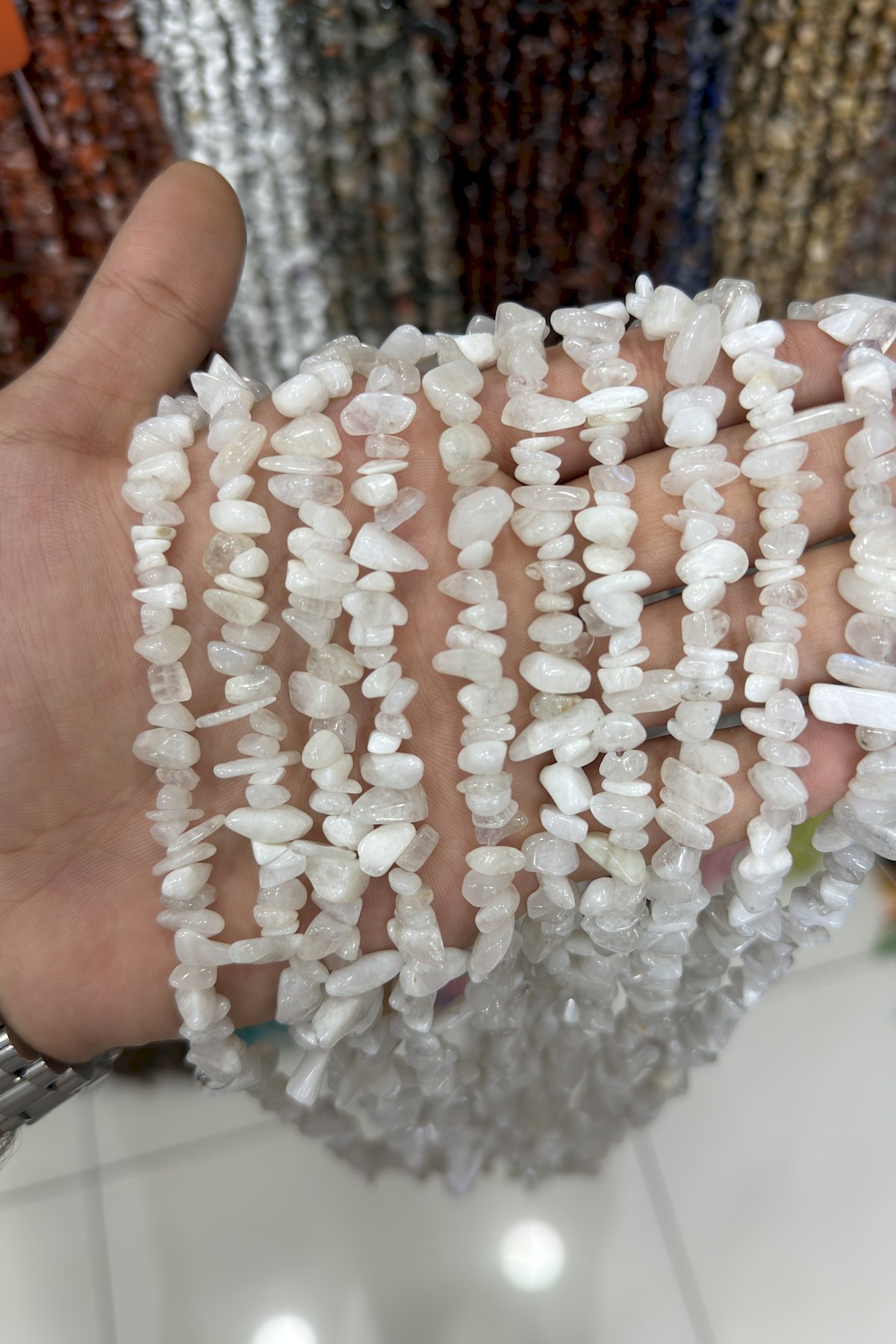 Ay Taşı Doğal Kırıktaş 5x8mm Dizi