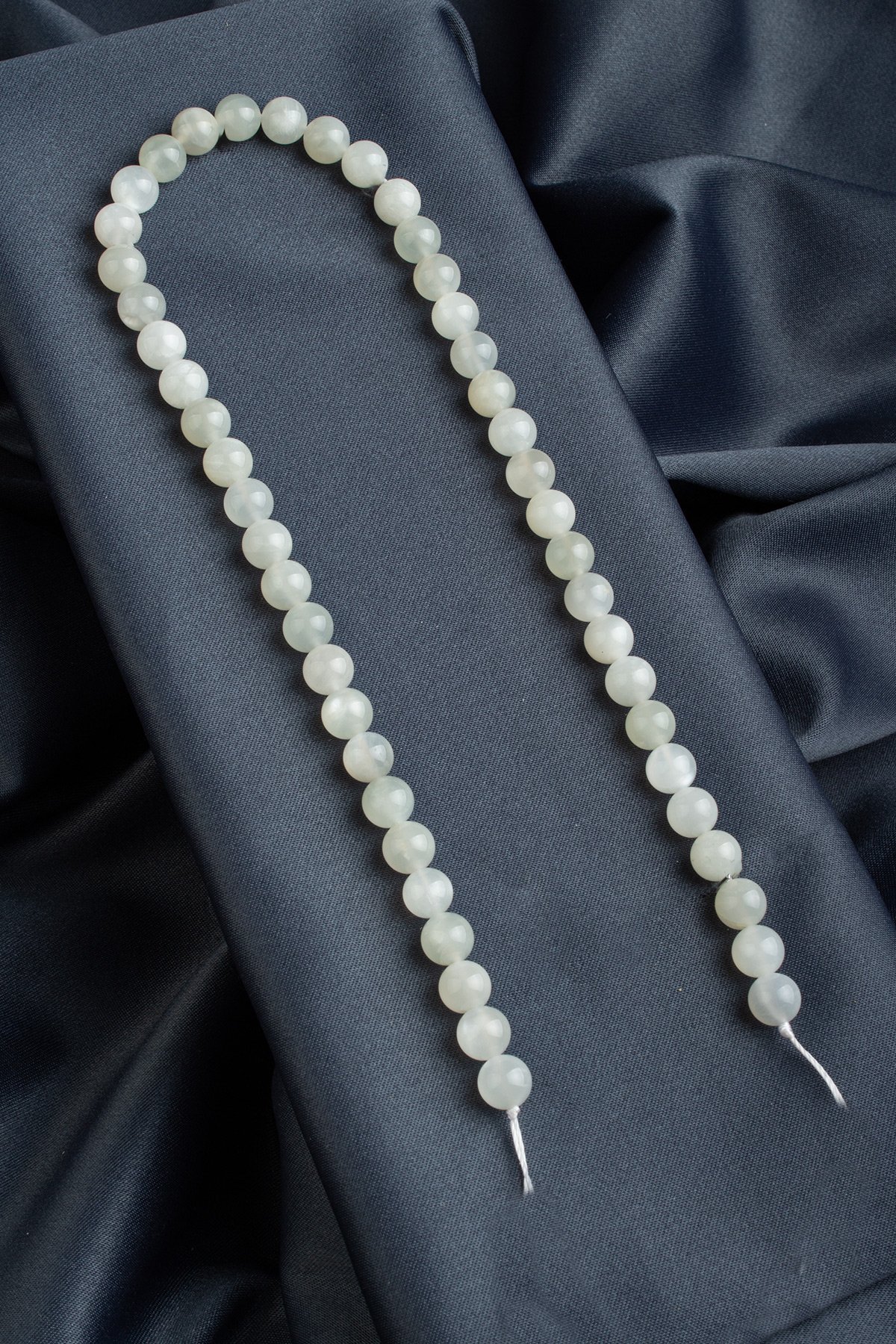 Ay Taşı Doğal Taş Parlak Beyaz Küre Kesim 8mm Dizi [AA]