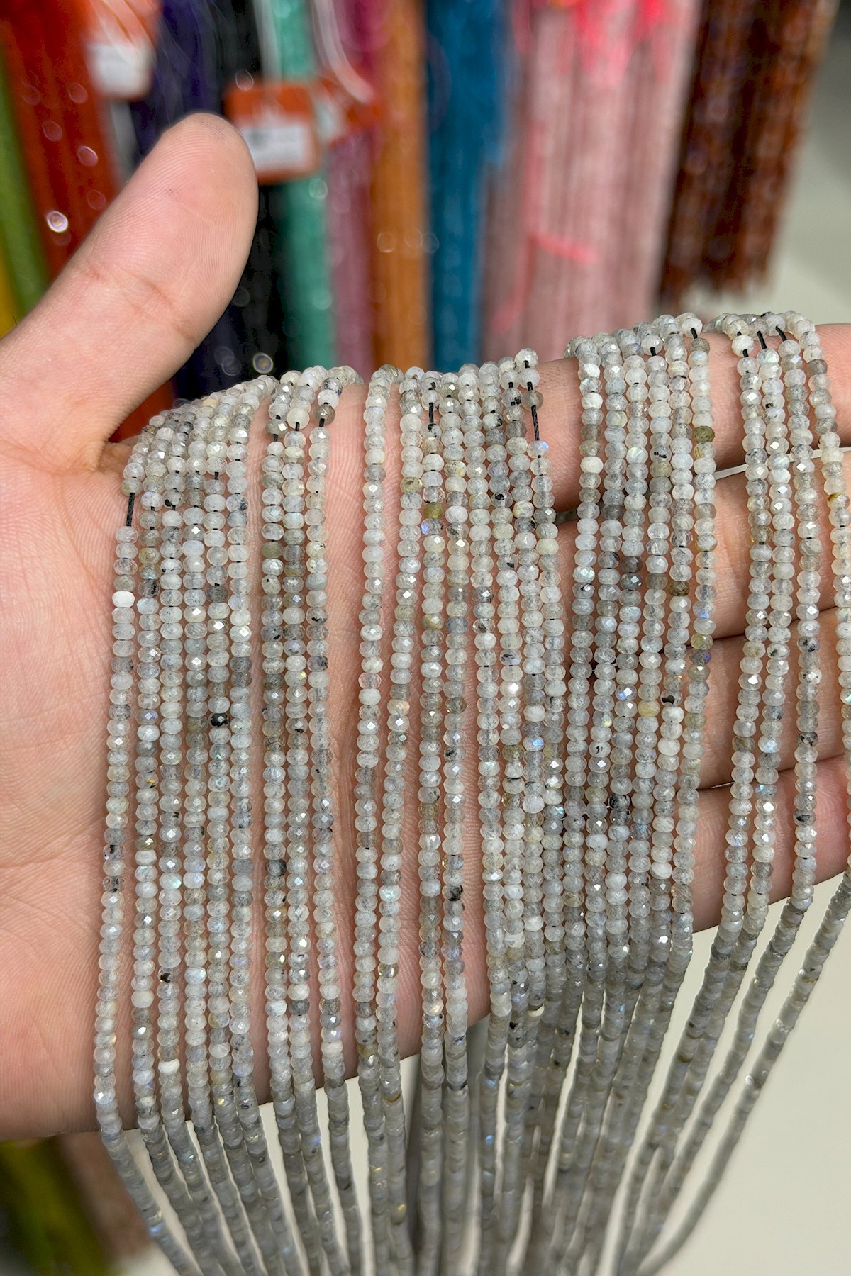 Ay Taşı Doğal Taş Krem Rondela Kesim 2x3mm Dizi