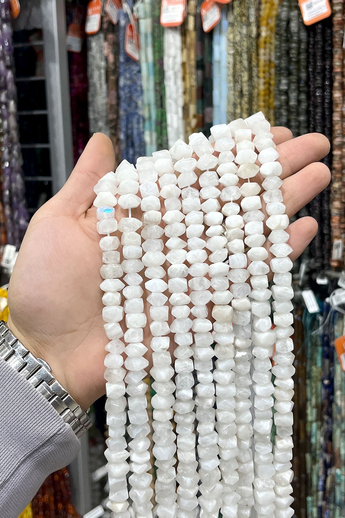 Ay Taşı Doğal Taş Rondela Kesim 10X7mm Dizi
