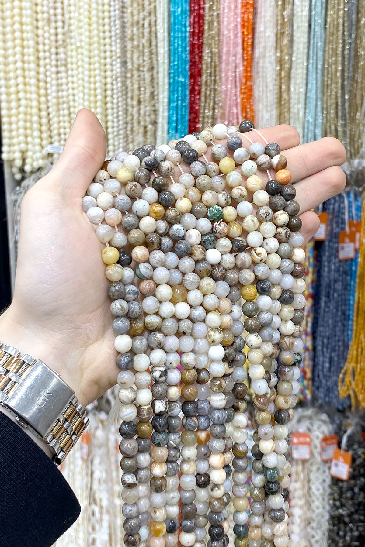Bambu Akik Bambu Taşı Küre Kesim Parlak 8mm Doğal Taş Dizi [AA]