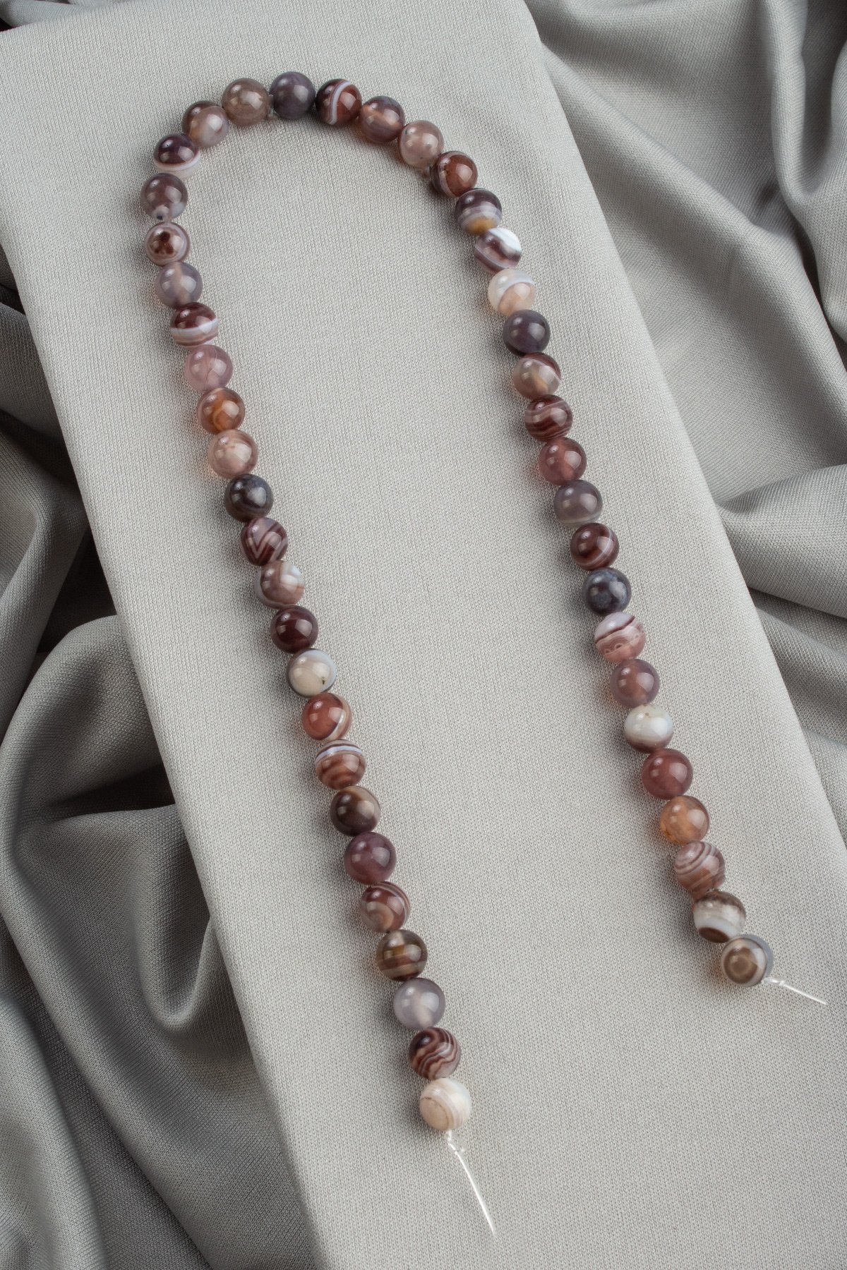 Botswana Akik Doğal Taş Parlak Küre Kesim 8mm Dizi [AA]