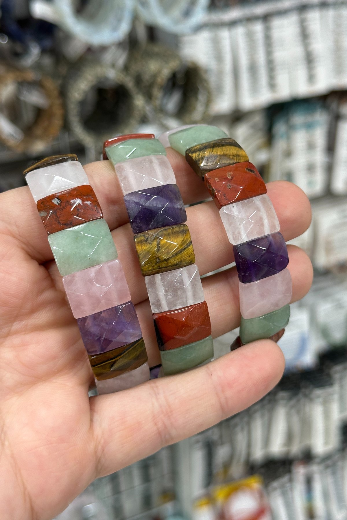 Çakra Doğal Taş Parlak Dikdörtgen Faset Kesim 11x15mm Bileklik