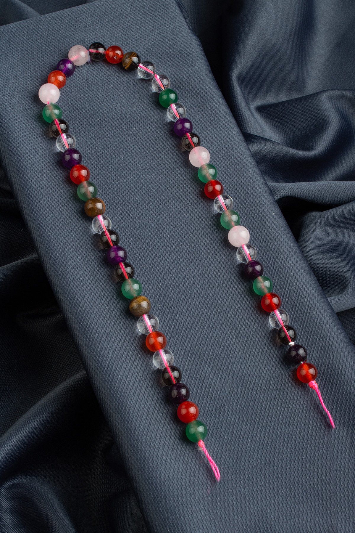 Çakra Doğal Taş Parlak Karışık Küre Kesim 8mm Dizi [Ab+]