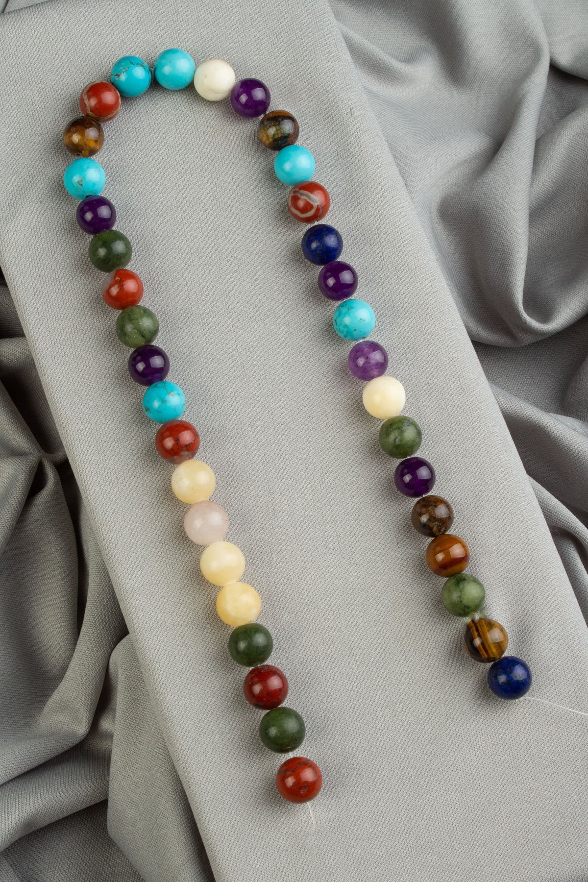 Çakra Doğal Taş Parlak Karışık Küre Kesim 10mm Dizi [Ab]