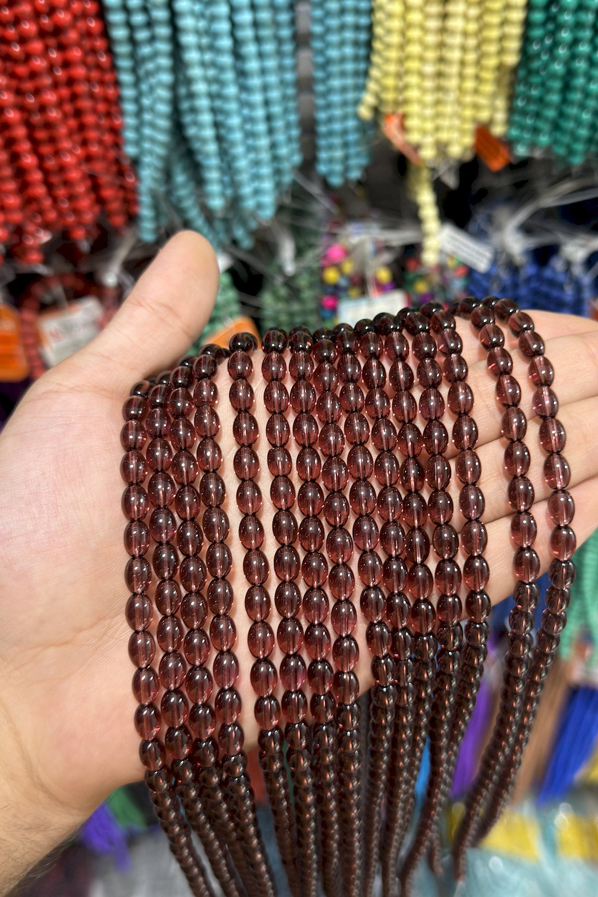 Cam Arpa Kesim Parlak Bordo 6x9mm Dizi