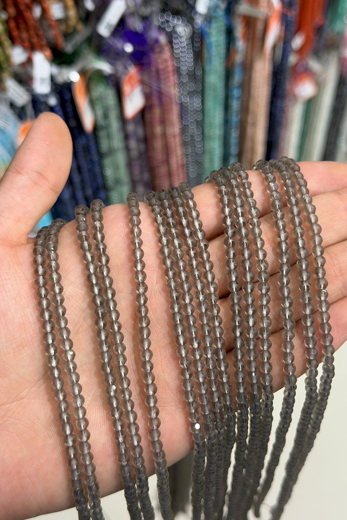 Glass Onyx Brown Chandelier Cut 4mm String Of Beads