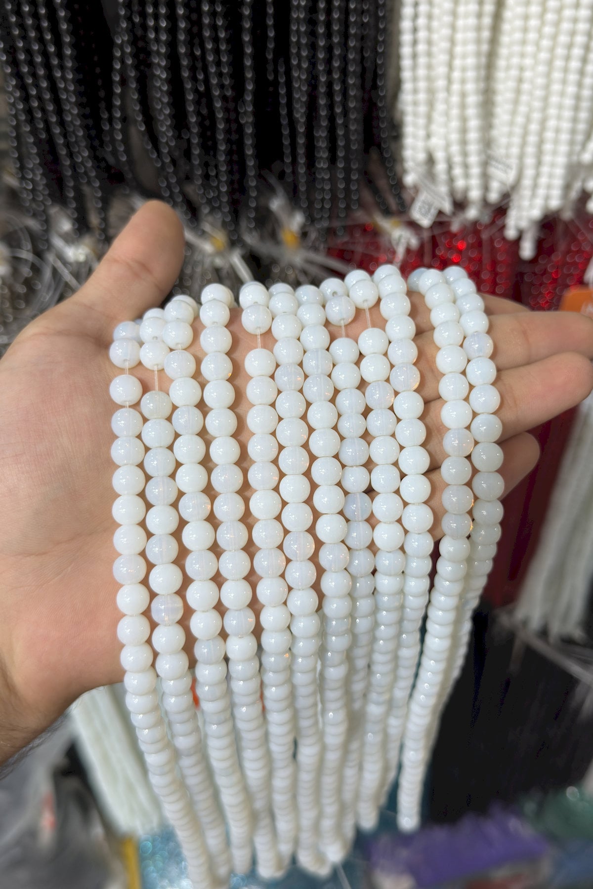 Cam Küre Kesim Parlak Beyaz 8mm Dizi