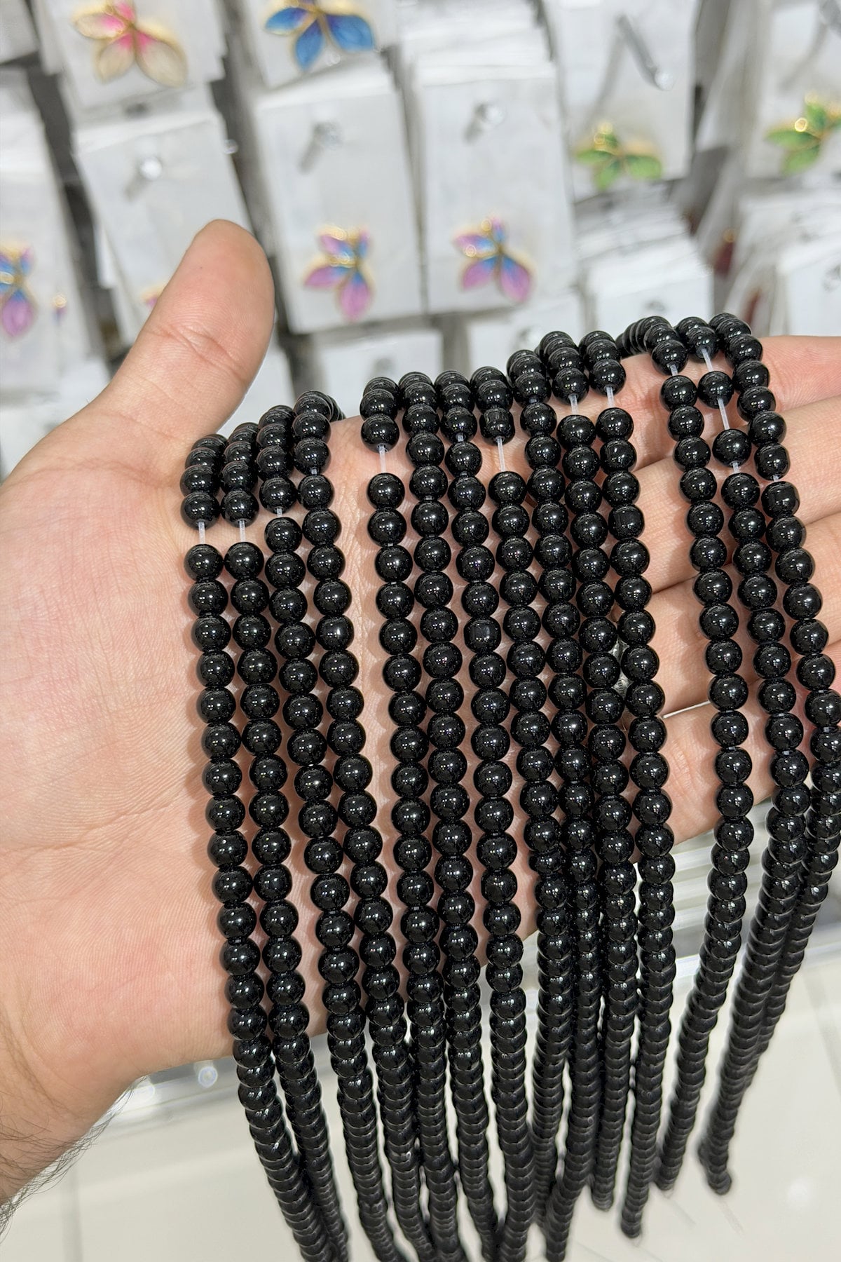 Cam Oniks Taşı Küre Kesim Parlak 6mm Dizi [C+]