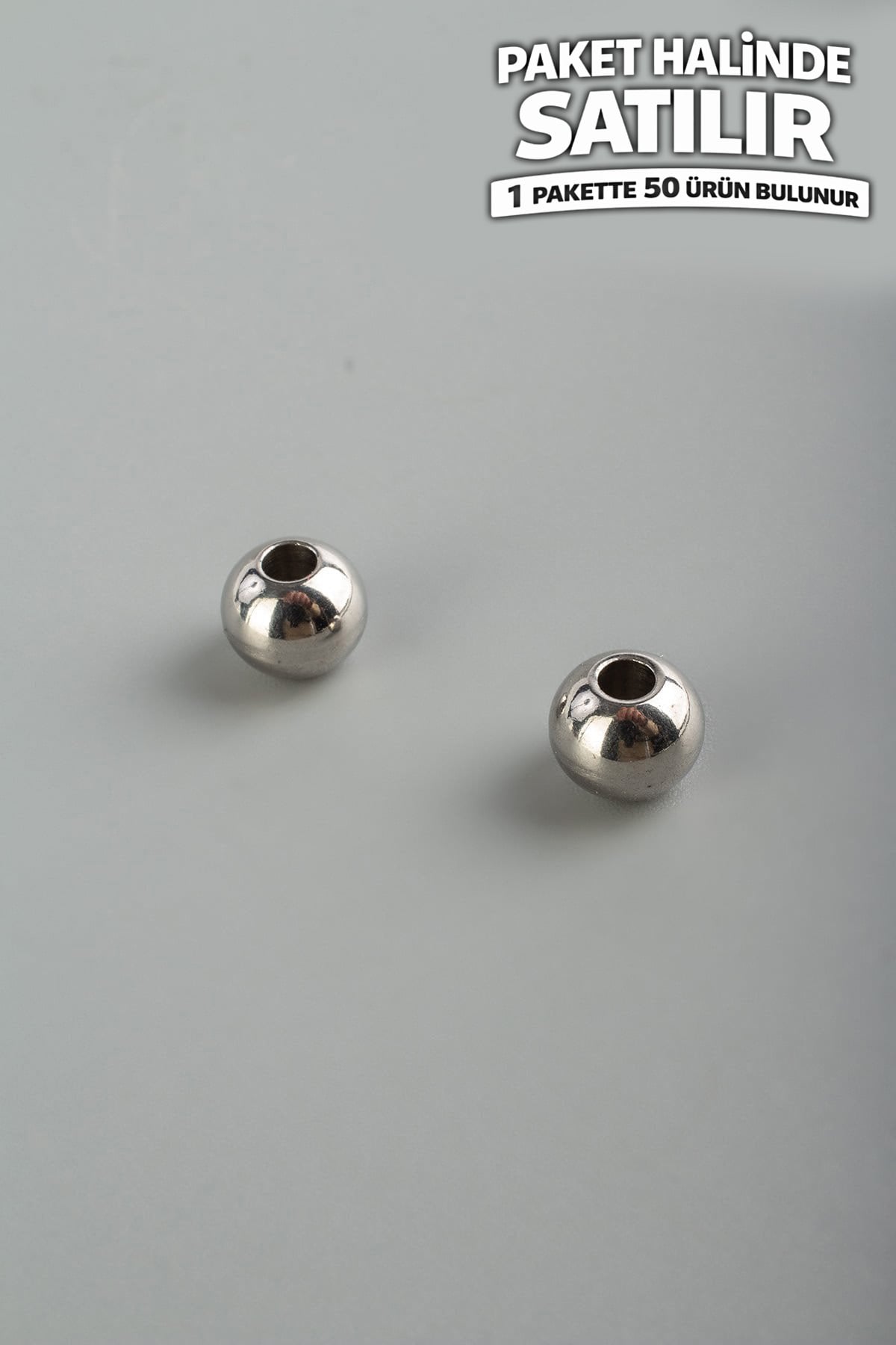 Çelik Aparat Gümüş Geniş Delik Küre Kesim 6x8mm 50 PCS