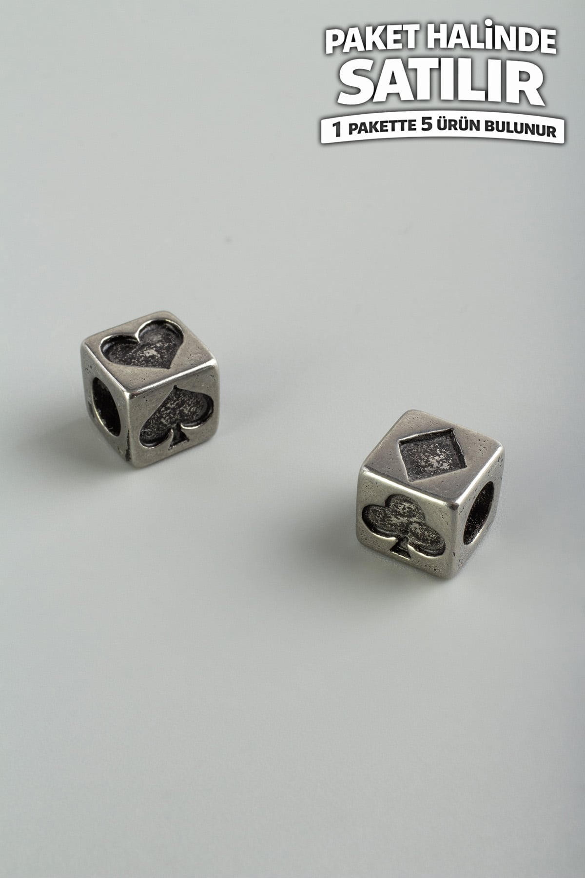 Çelik Ara Aparat Gümüş İskambil Figürlü Kesim 9x9mm 5 PCS