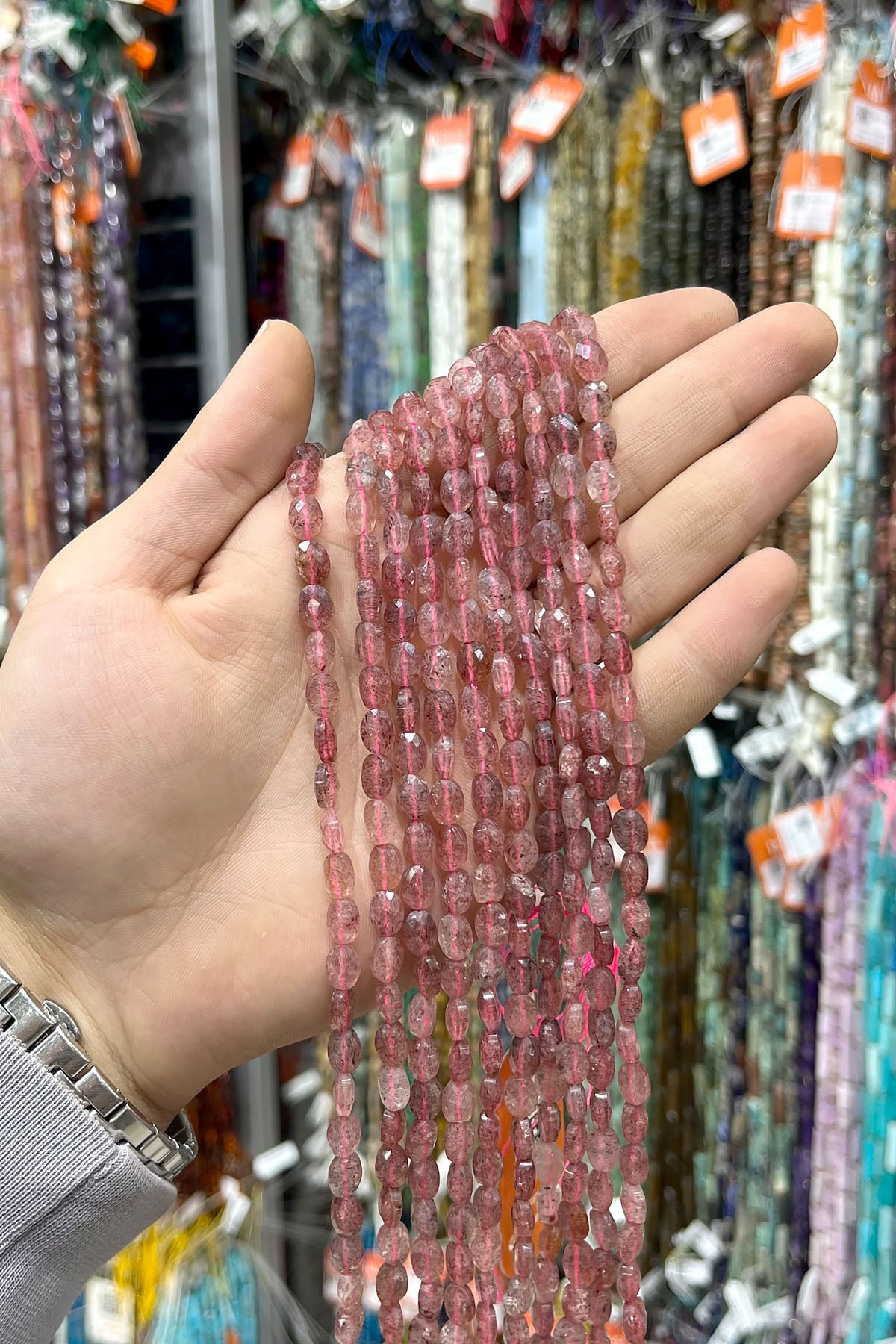 Çilek Kuvars Doğal Taş Kahverengi 6x8mm Dizi