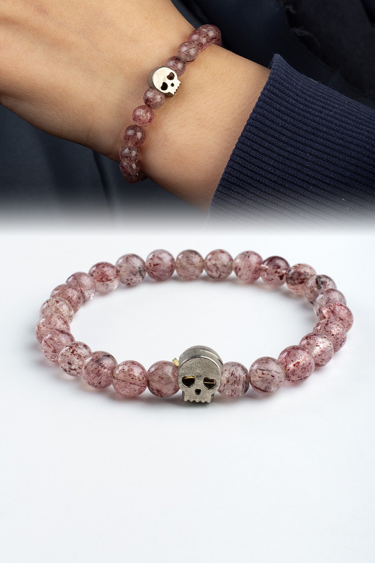 Çilek Kuvars Doğal Taş Küre Kesim 6mm Bileklik