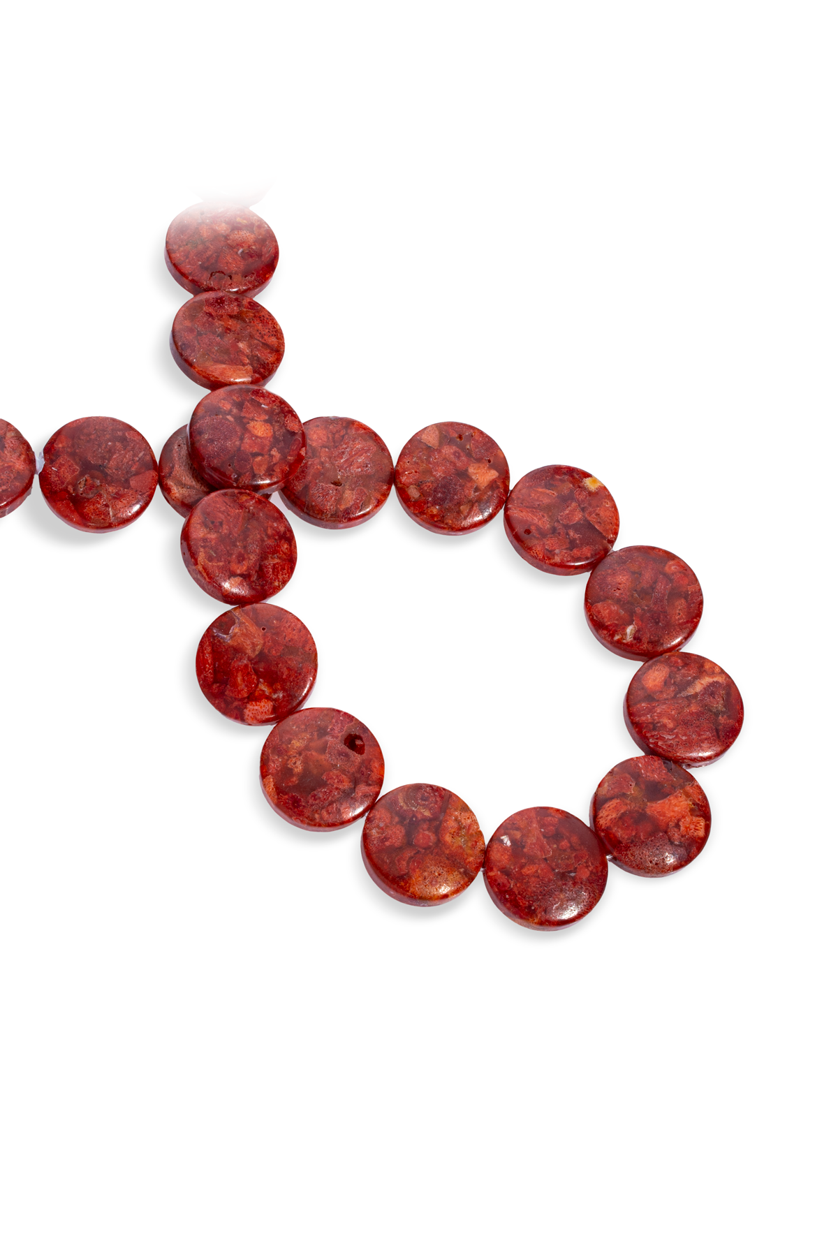 Çim Mercan Taşı Yassı Kesim Parlak Kırmızı 20x7mm Doğal Taş Dizi