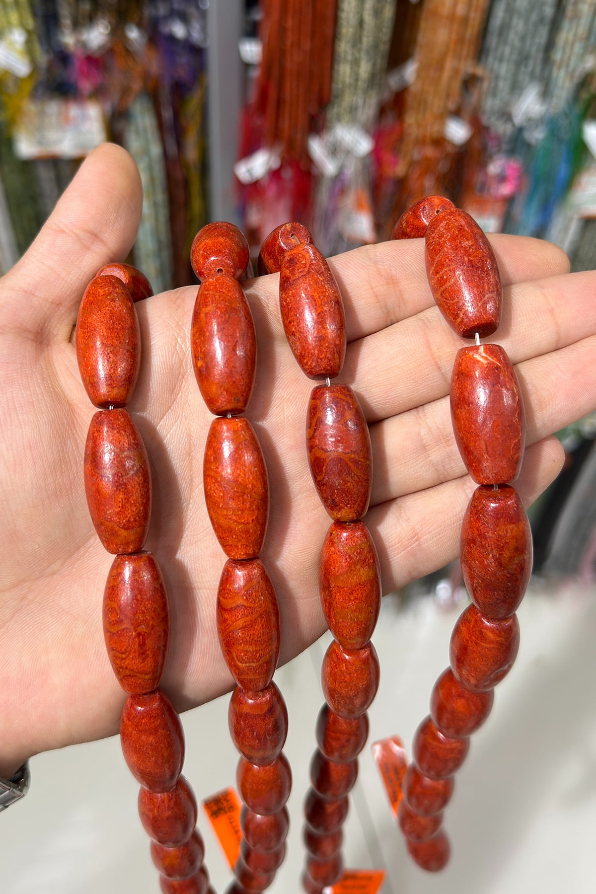 Grass Coral Natural Stone Red 14x18mm String Of Beads