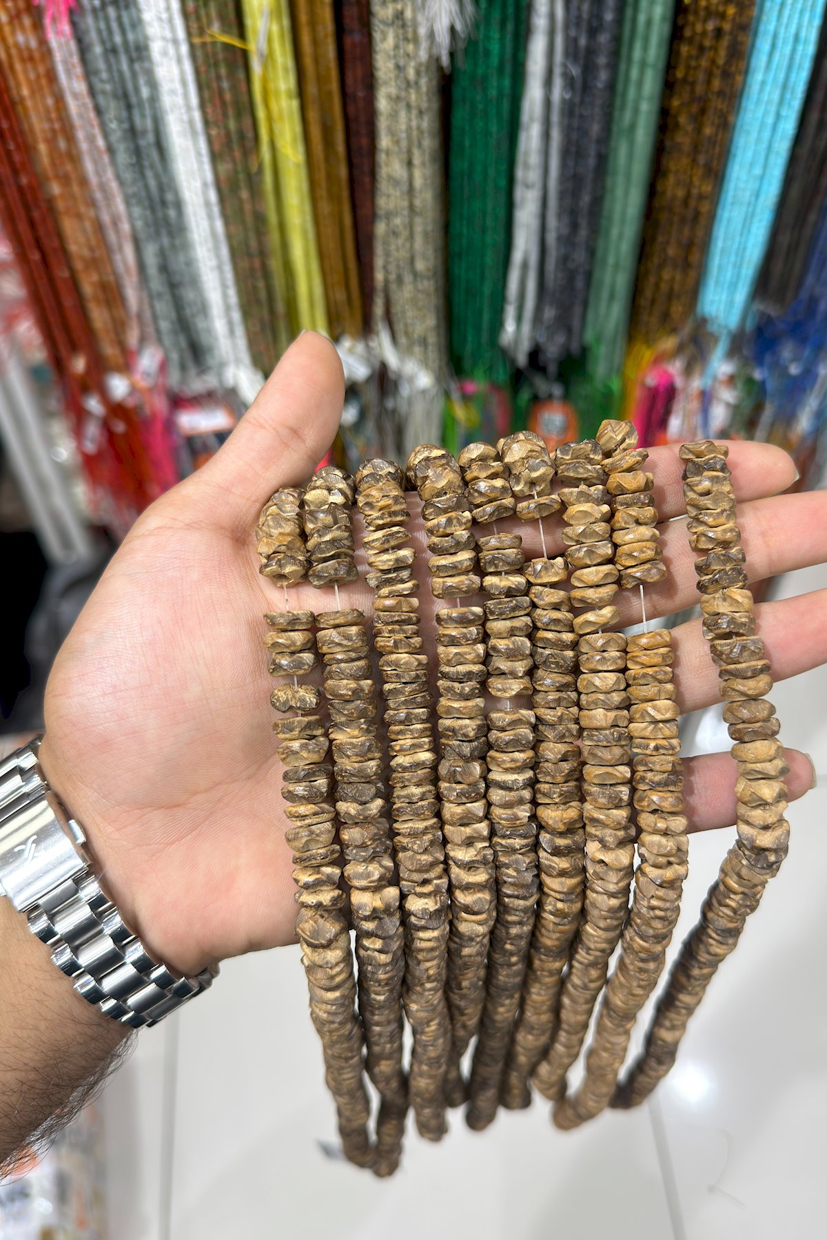 Coconut Hindistan Cevizi Ağacı Koyu Kahverengi Rondela Kesim 3x10mm Dizi