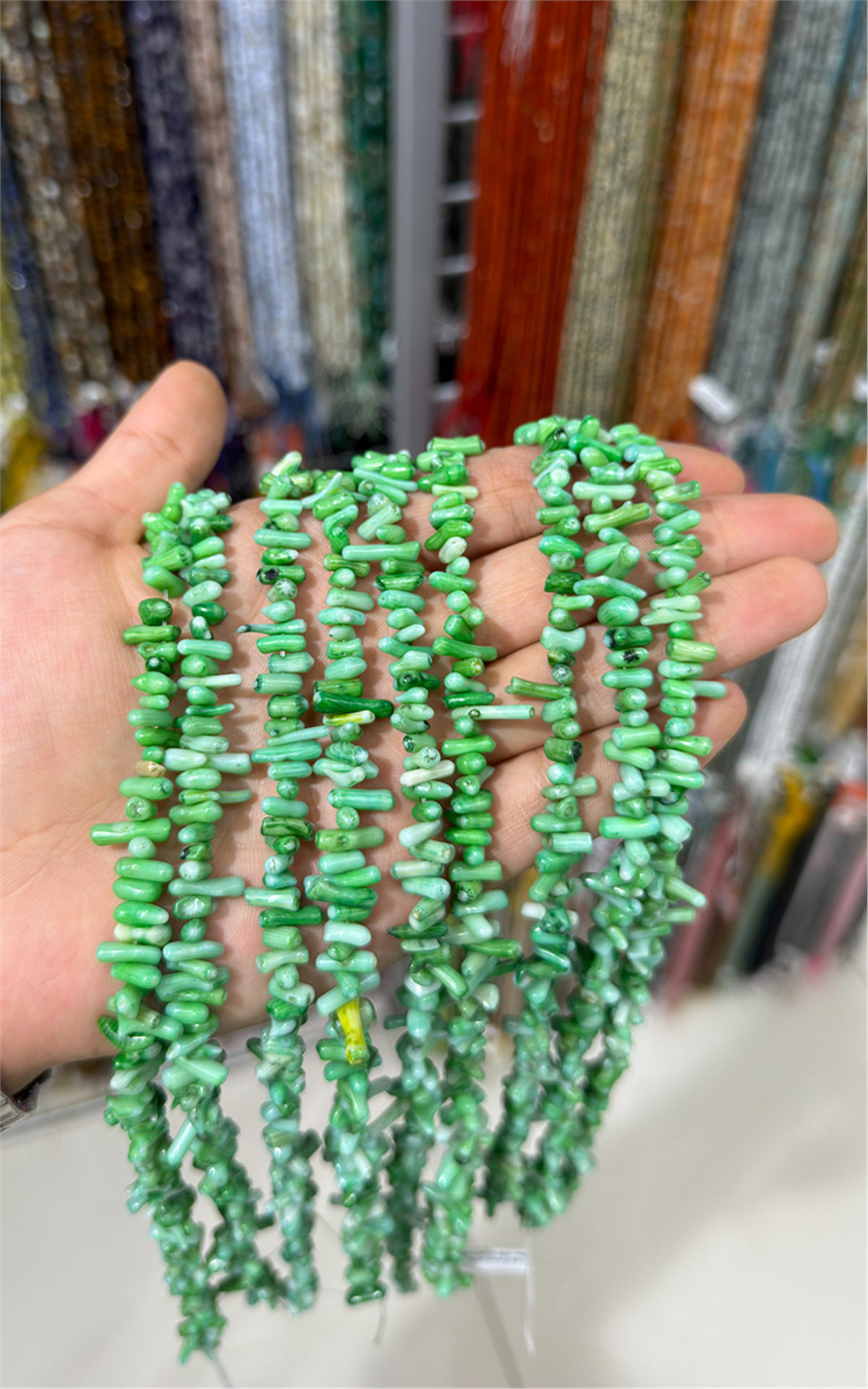 Branch Coral Natural Stone Green String Of Beads [AB+]