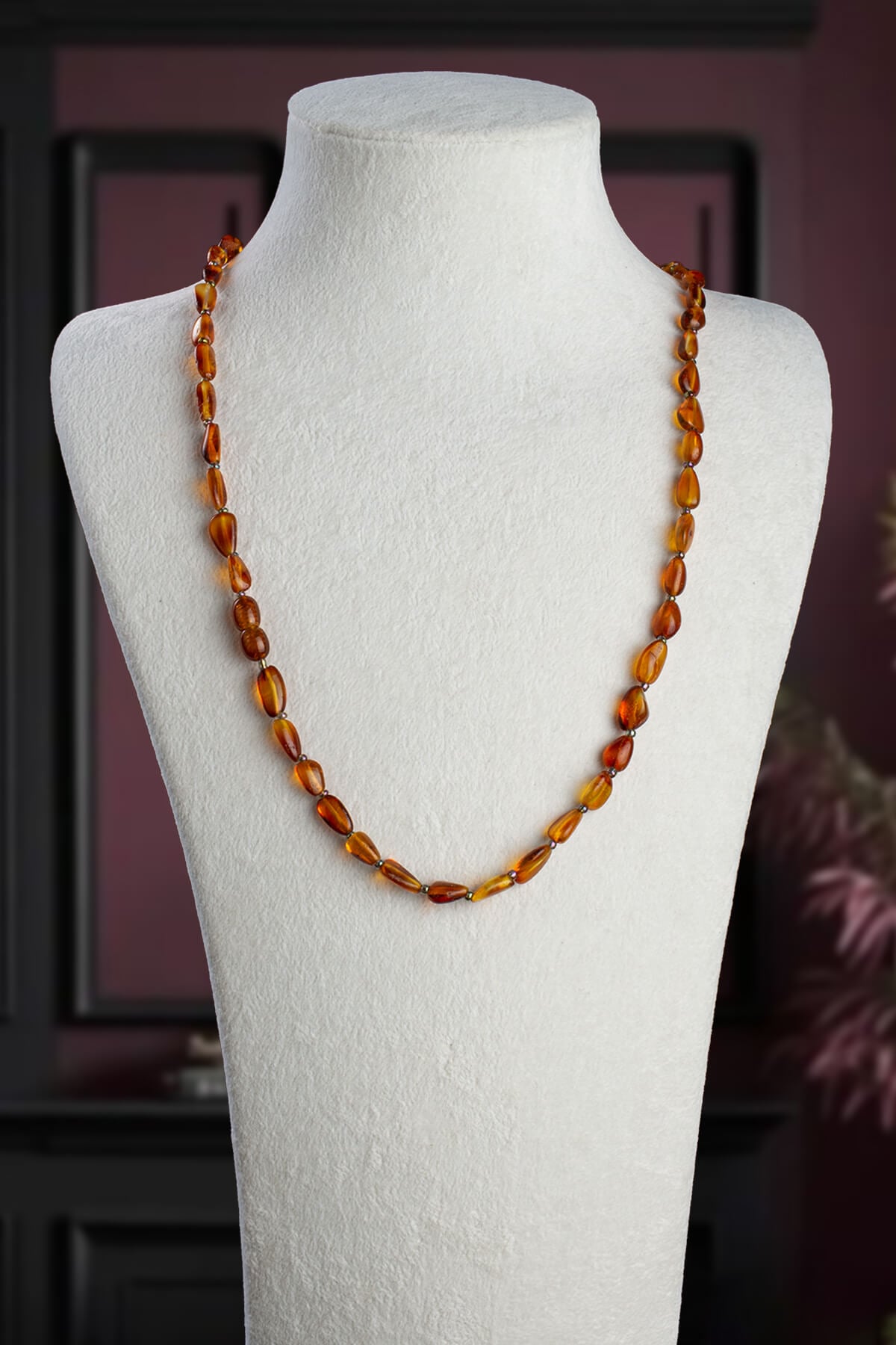 Damla Kehribar Bal Sarısı Tımbıl Kesim Unisex Kolye 10-11,5gr